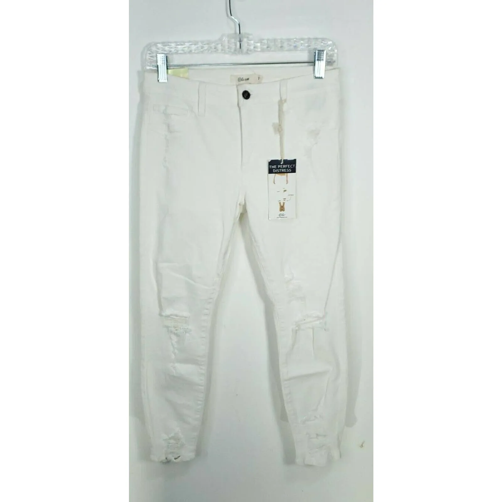 Cello Distressed White Capri Jeans Cotton Blend Size 7 *NWT*