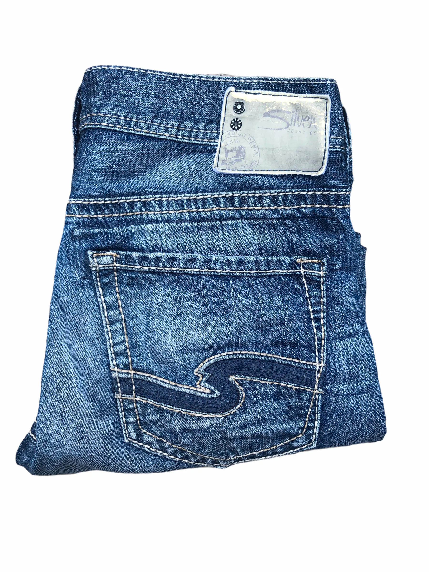 Vintage Silver Jeans Size 31 EDDIE Blue Embroidered Denim