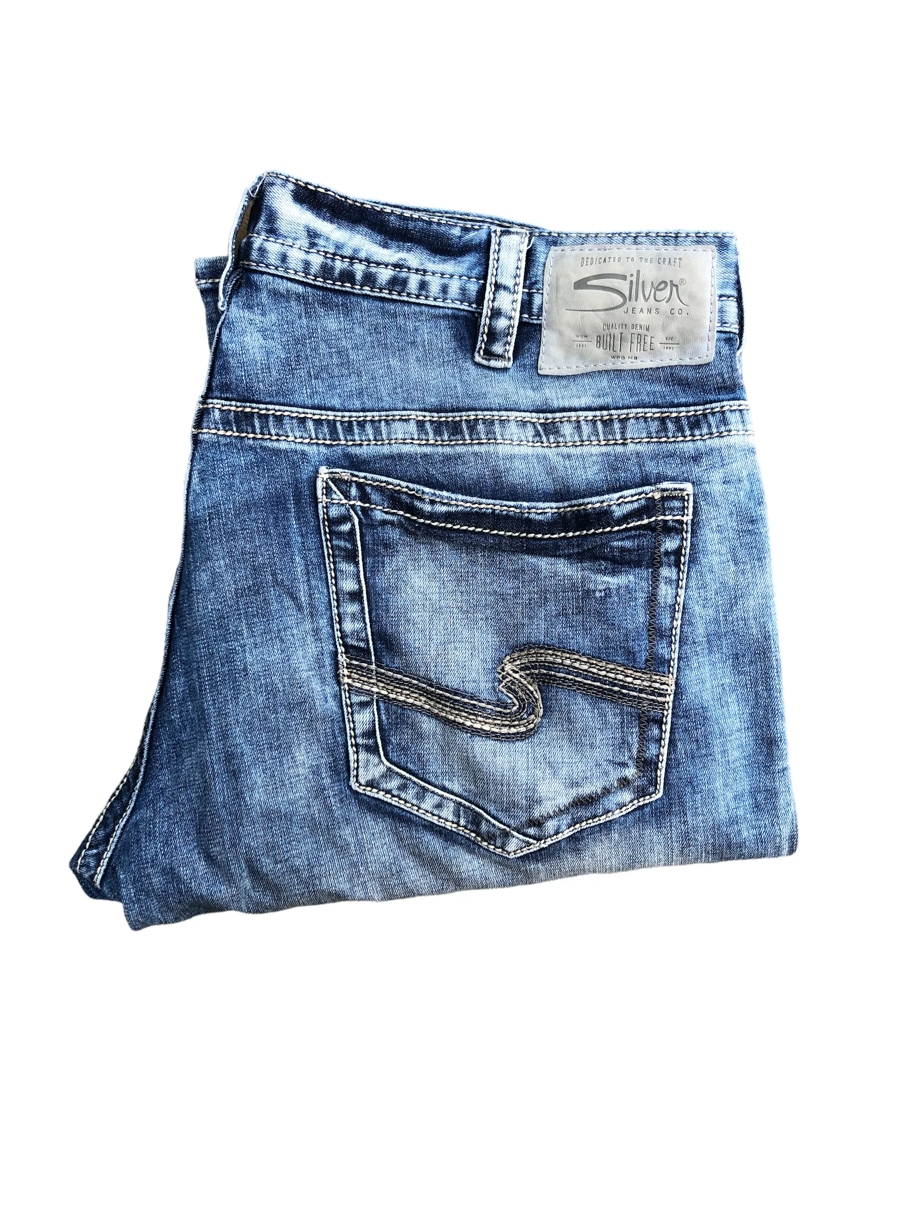 Vintage Silver Embroidered Jeans Size 38 Blue GORDIE