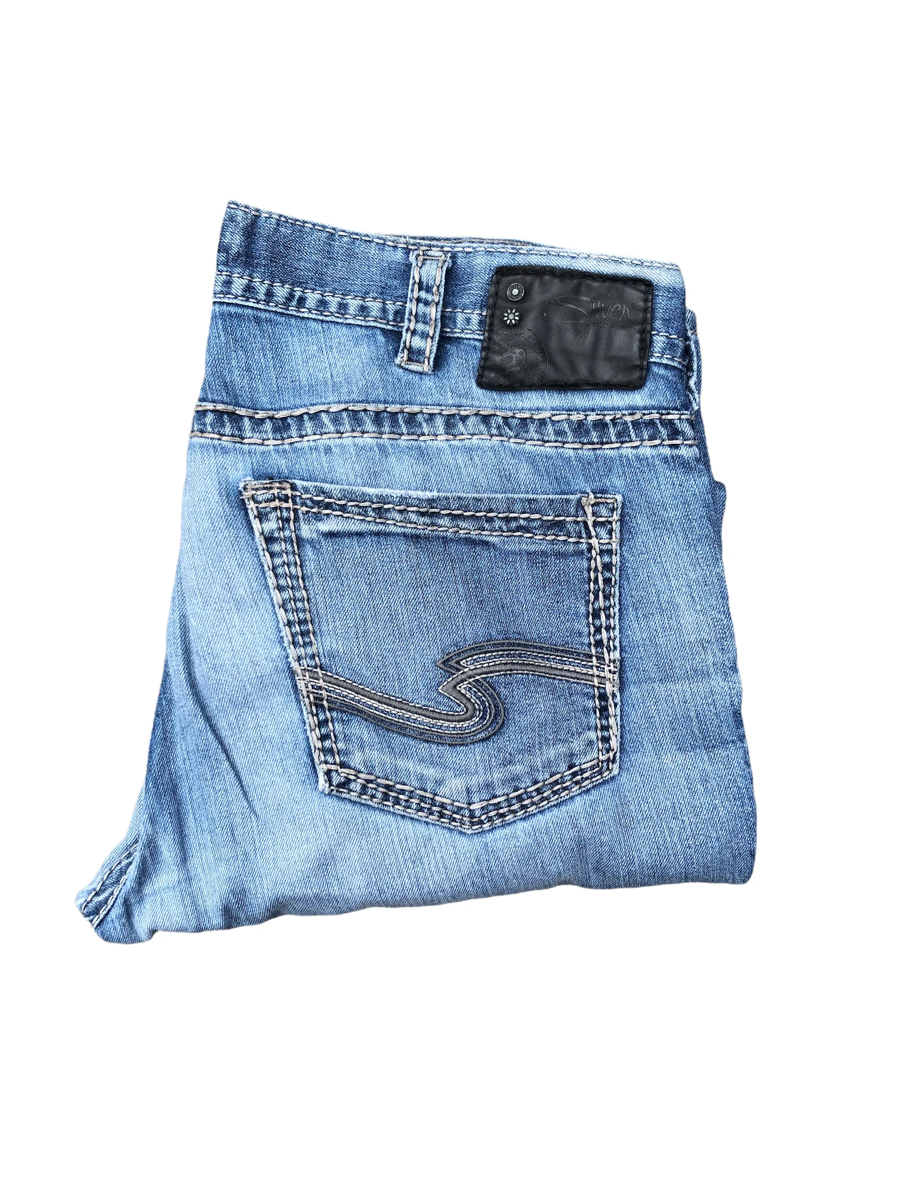 Vintage Silver Embroidered Jeans Size 38 KONRAD Blue
