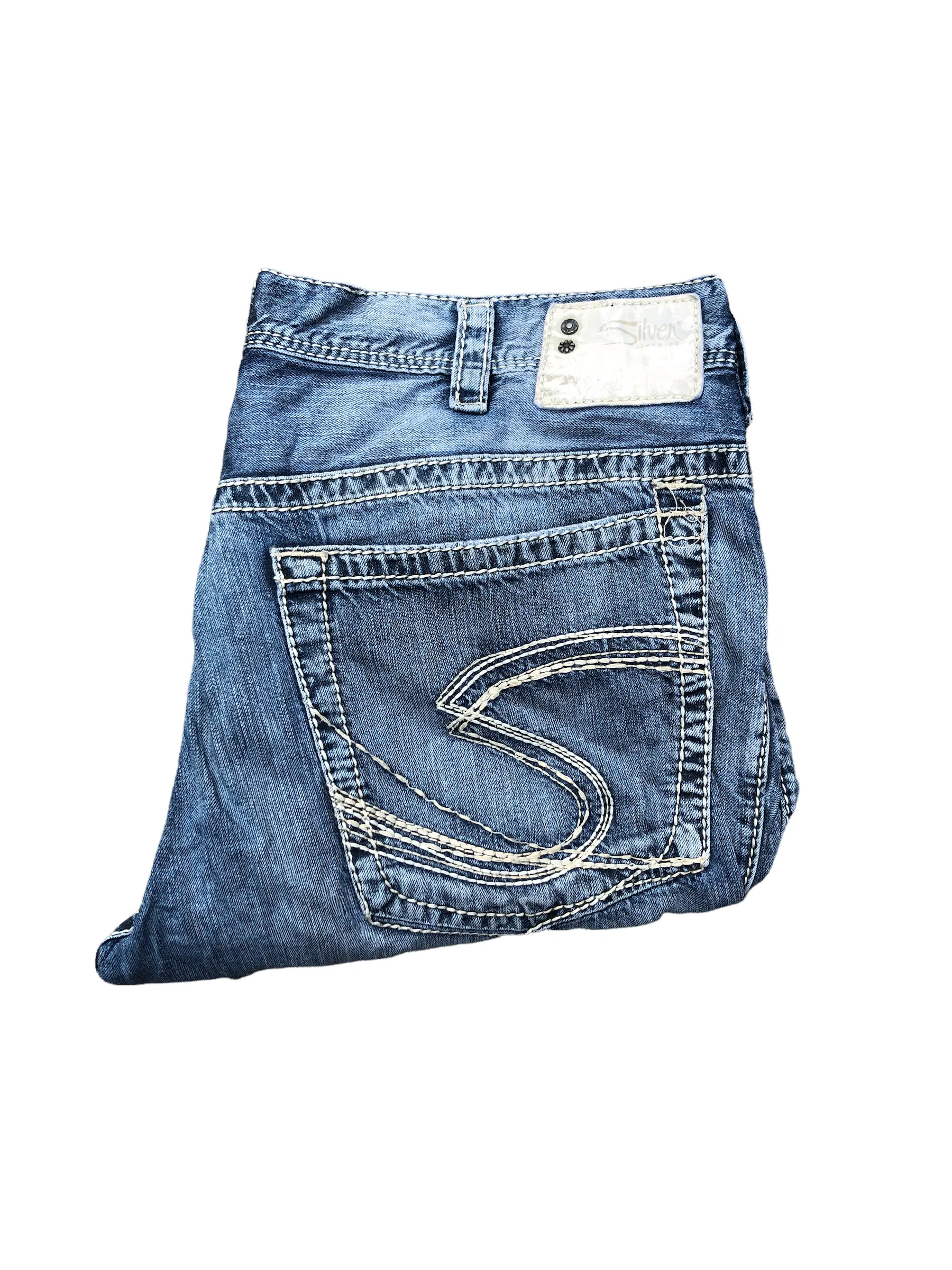 Vintage Silver Embroidered Jeans Size 40 Blue