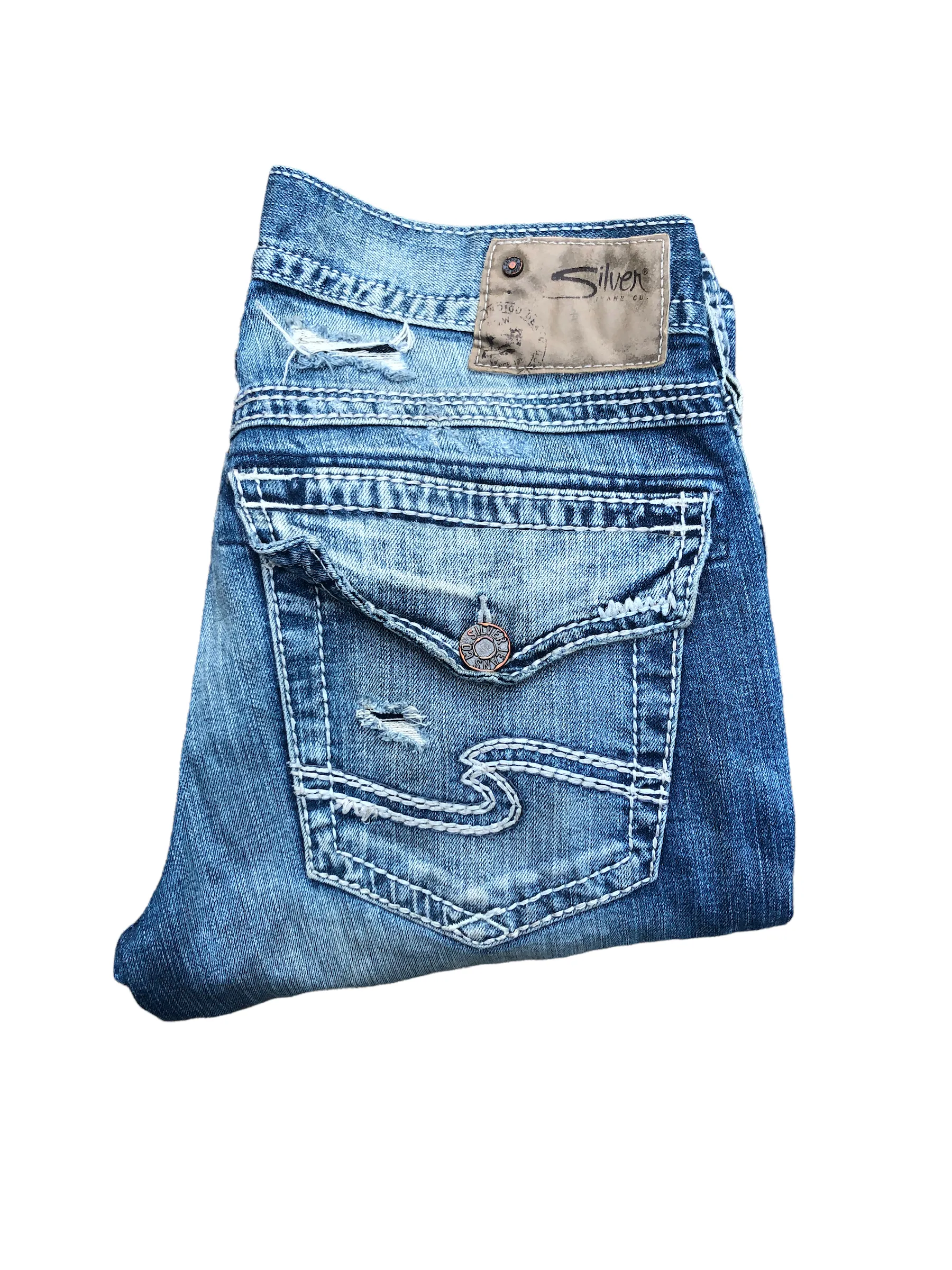 Vintage Silver Embroidered Jeans Size 31 ZAC Blue