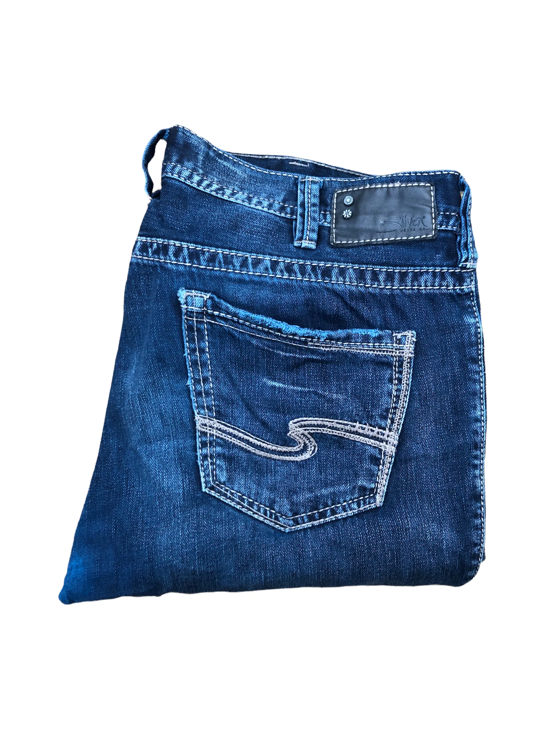 Vintage Silver Embroidered Jeans Size 34 GRAYSON Blue