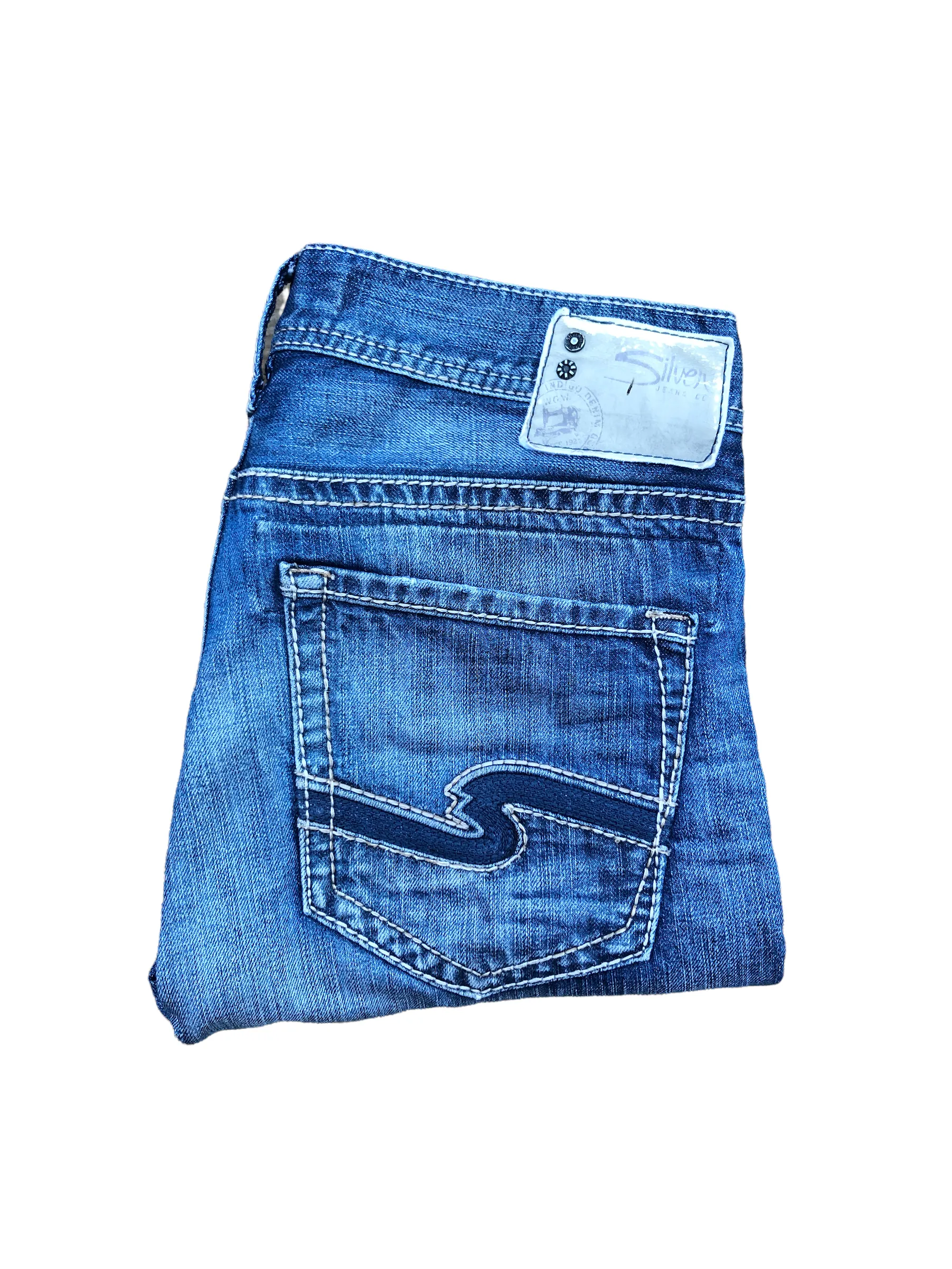 Vintage Silver Embroidered Jeans Size 31 EDDIE Blue
