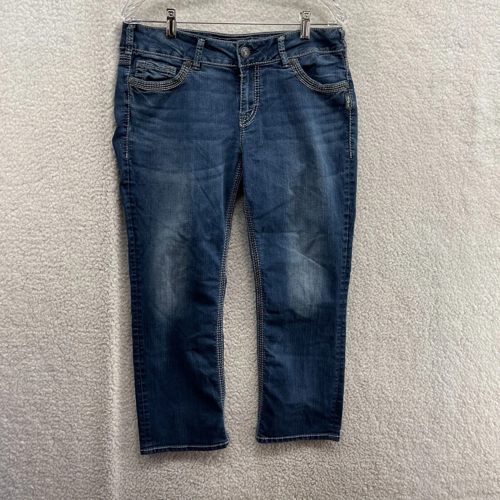 Silver Jeans Co. Suki Mid Capri Jeans Denim Blue Mens Size W32