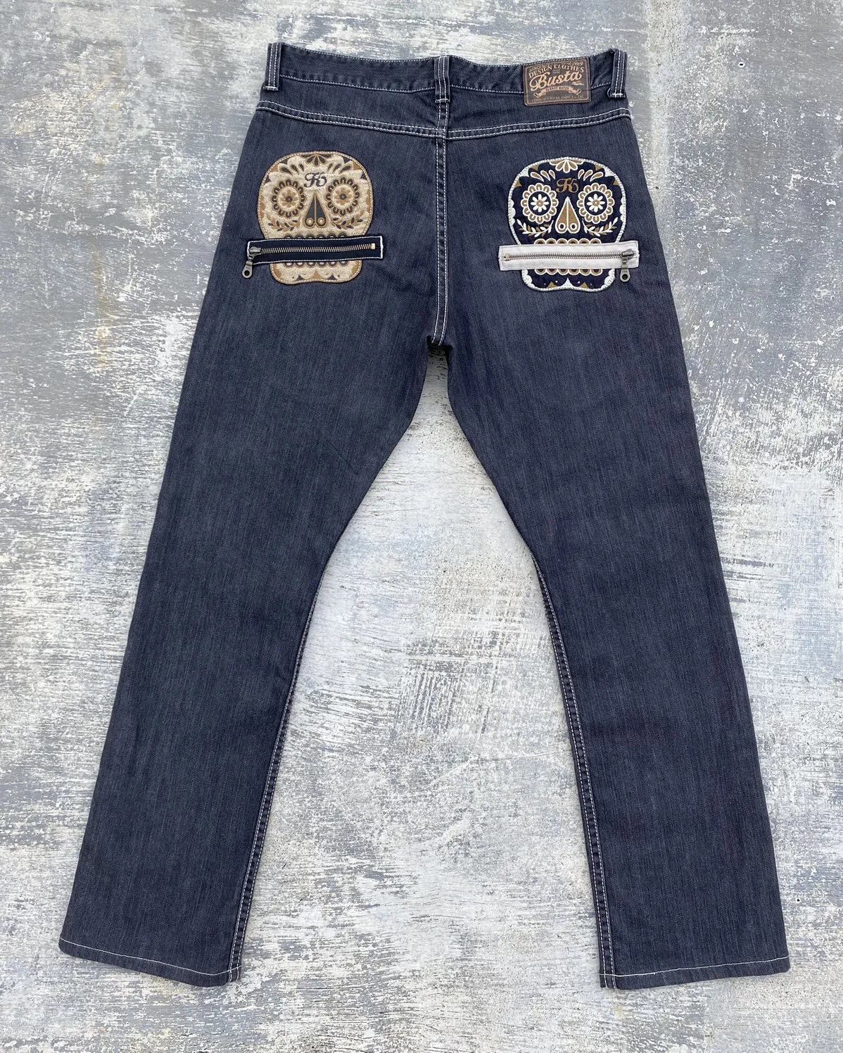 KRIFF MAYER BY ASDIC SLIM FIT SKULL DENIM JEANS