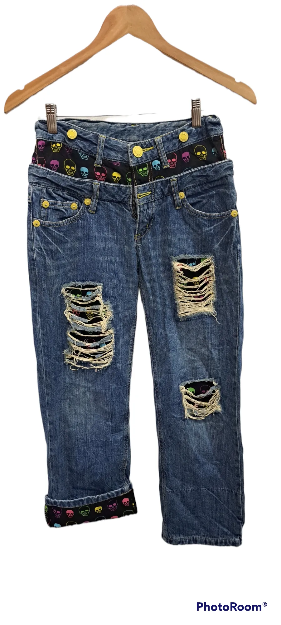 DOUBLE WAIST DENIM custom design Skull