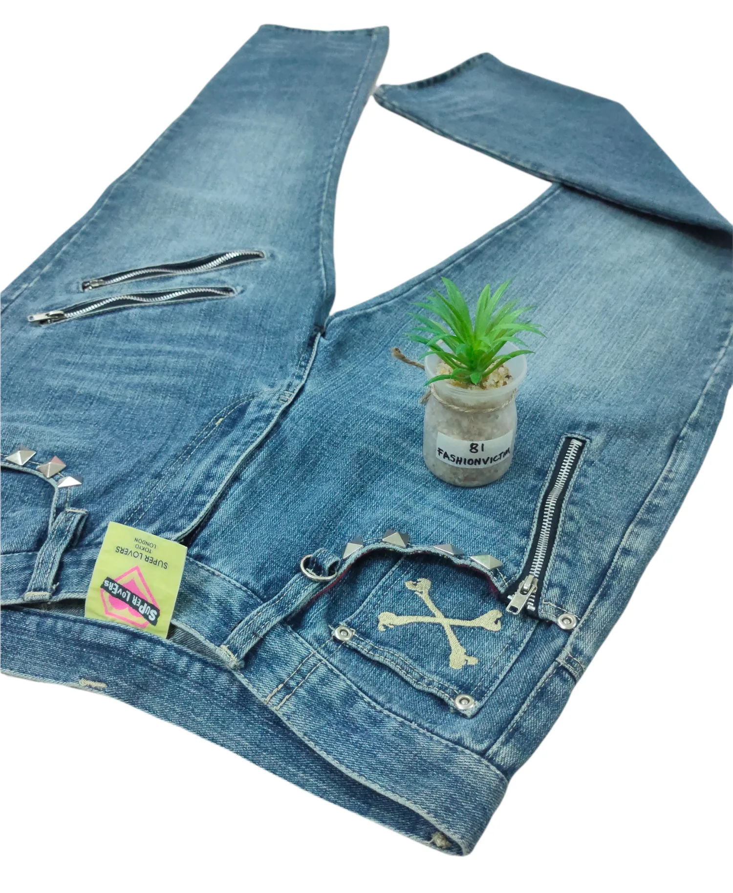 Super Lovers Rare Punk Rock Skull Denim Jeans