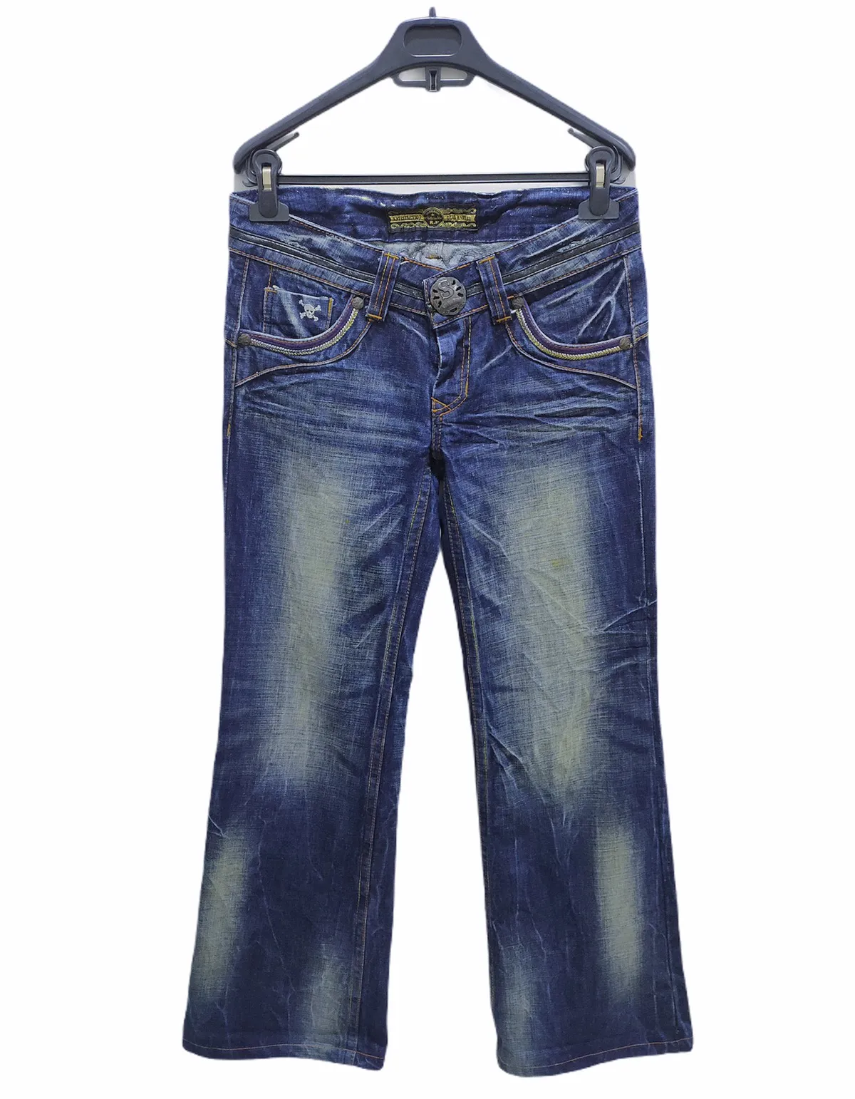 STUDIO R.P Skulls Embroidery Seditionaries Acid Wash Jeans