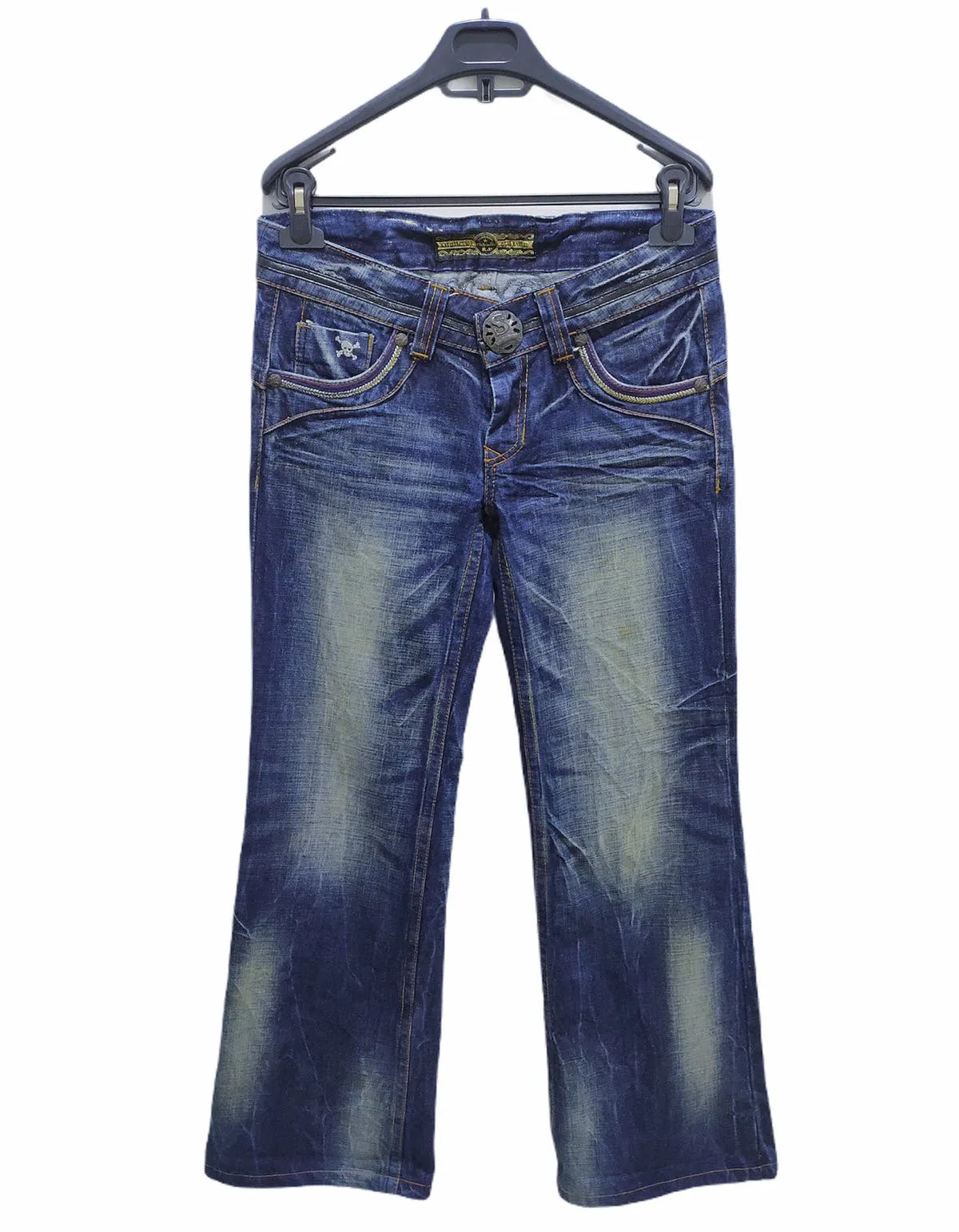 STUDIO R.P Skulls Embroidery Seditionaries Acid Wash Jeans