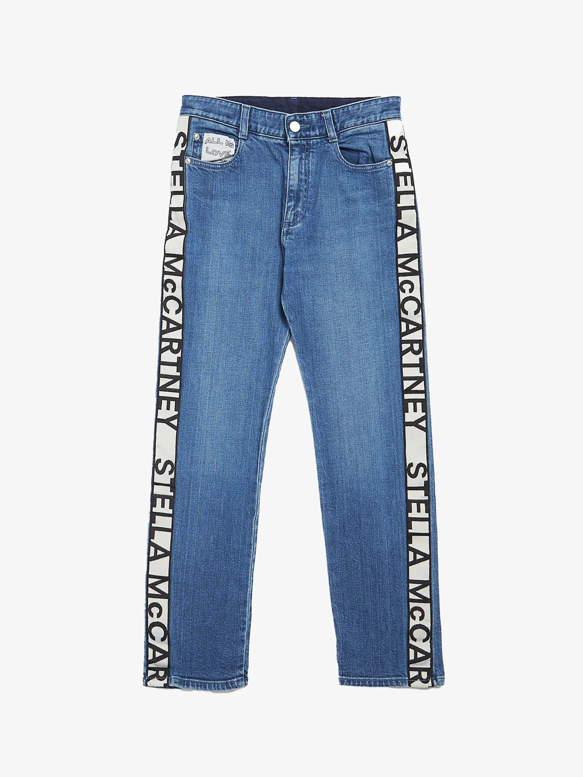 Blue Side Patched Cotton Denim Jeans