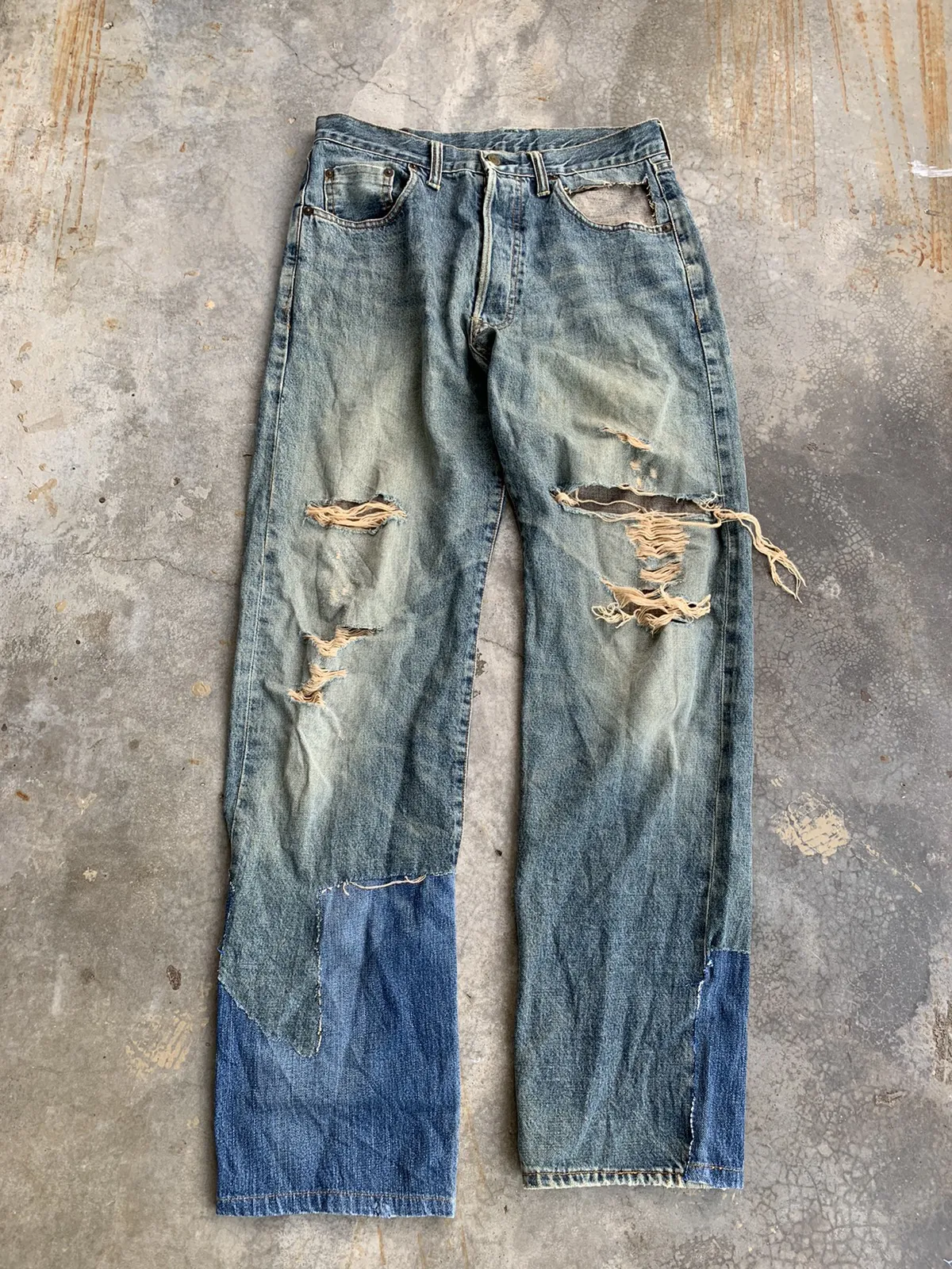 Studio D Artisan Distressed Selvedge Denim creig green style