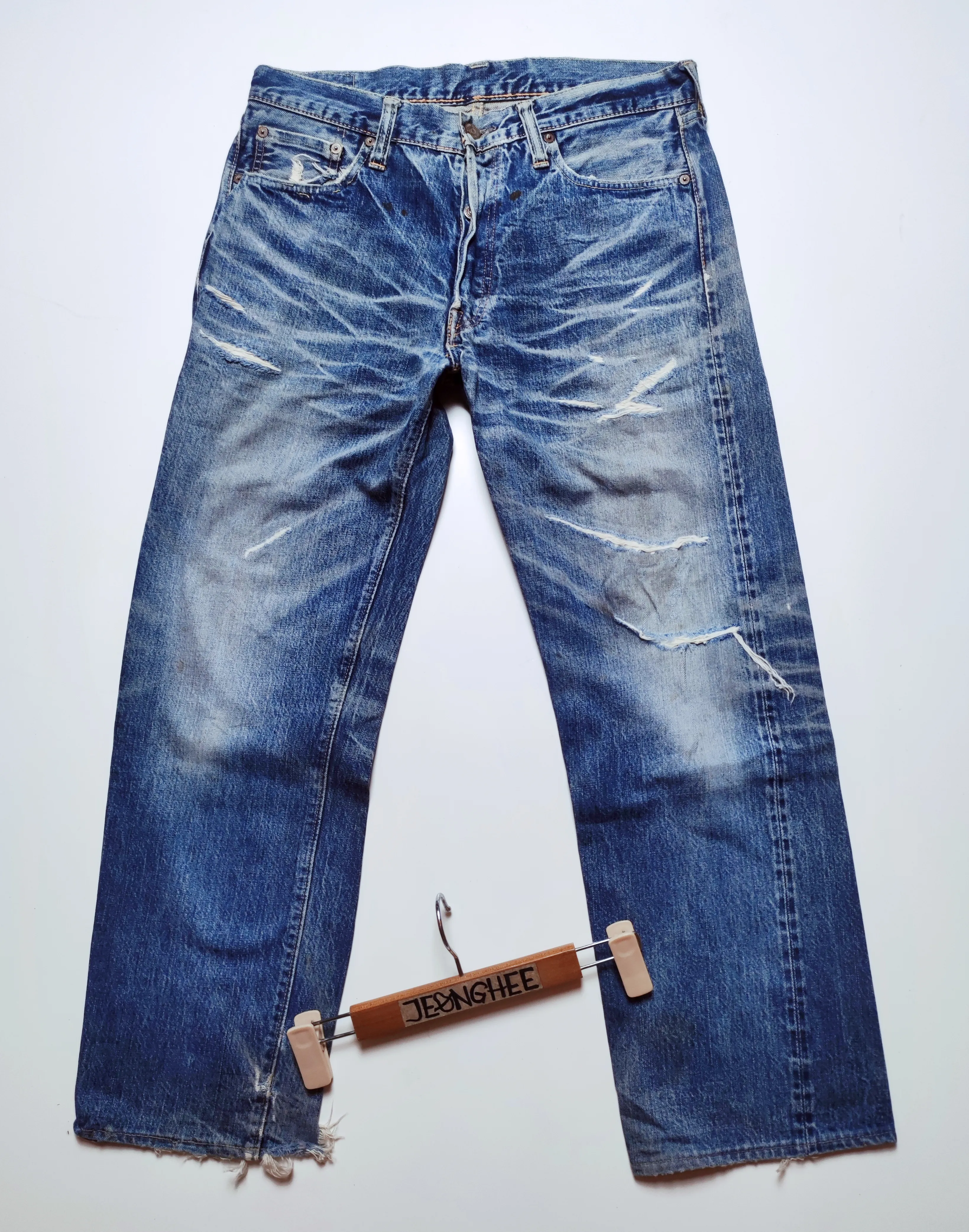Vtg Sugar Cane 901 Single Star Distressed Selvedge Jeans