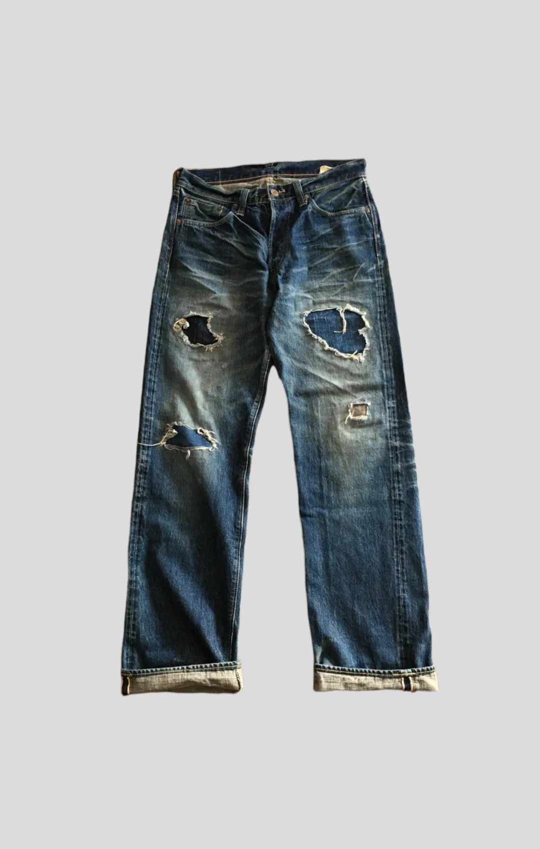 sugar cane Distressed Denim Pants Washed