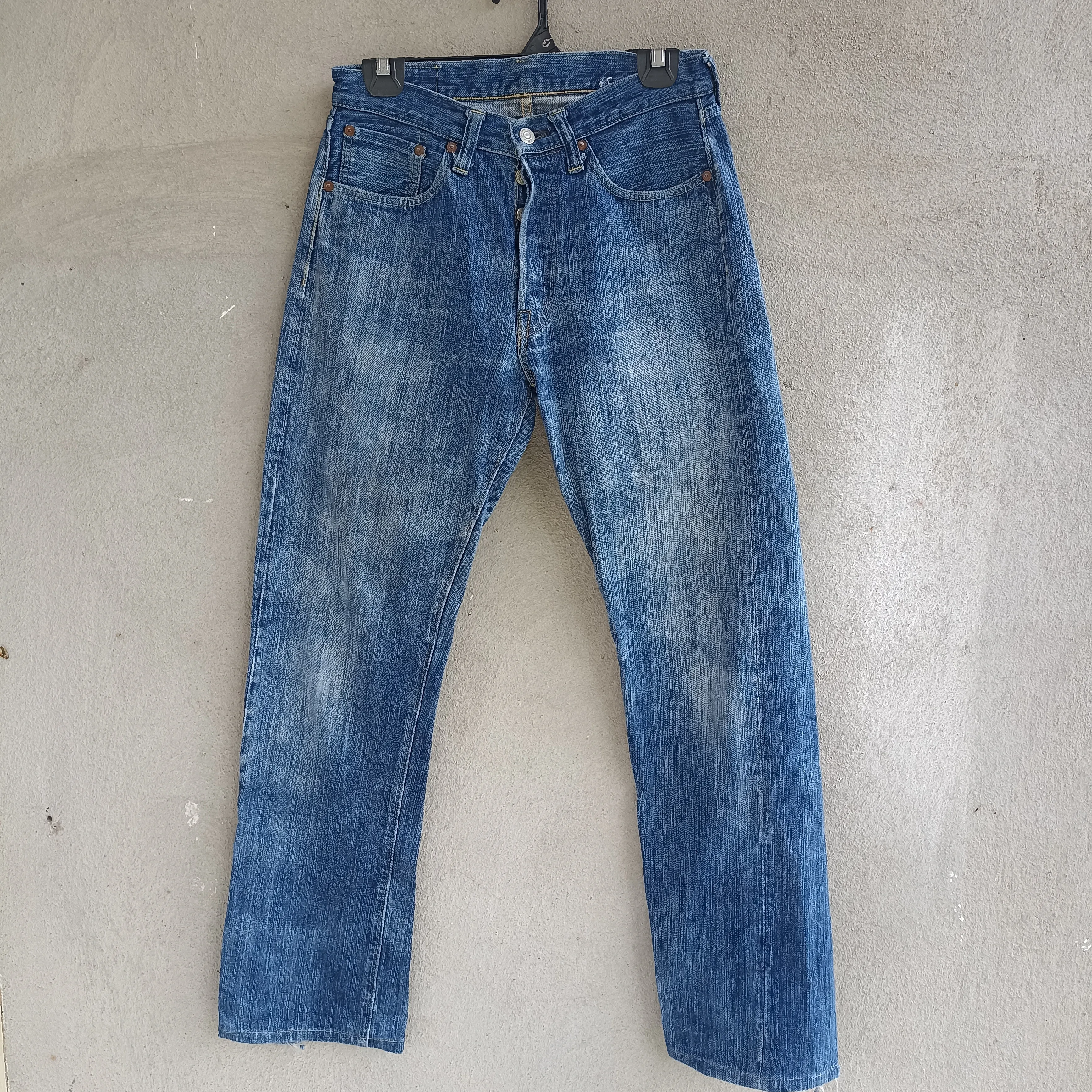Faded Selvedge Sugar Cane Button Distressed Jeans