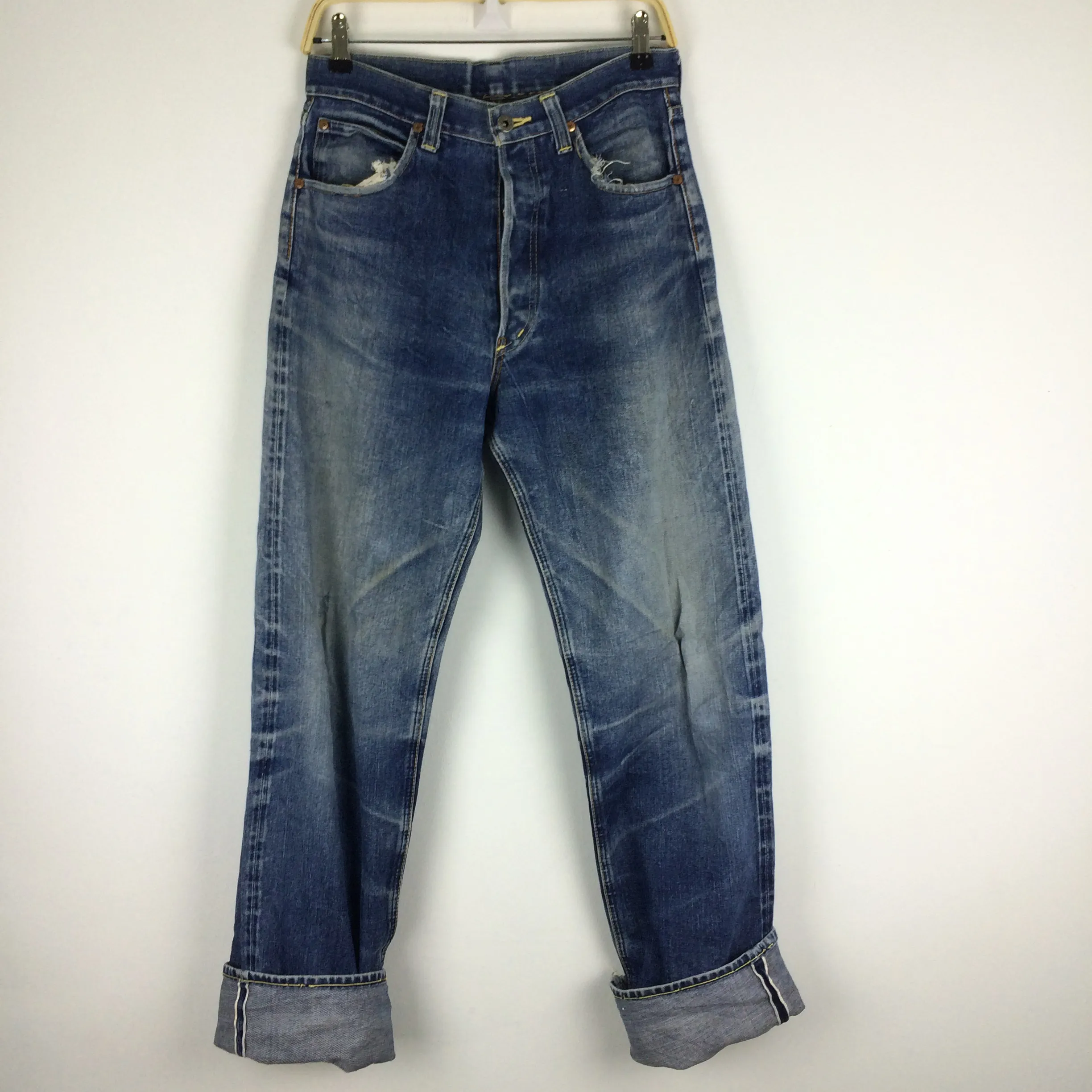 X43 SUGARCANE VTG SELVEDGE DISTRESSED JEANS SINGLE STITCH
