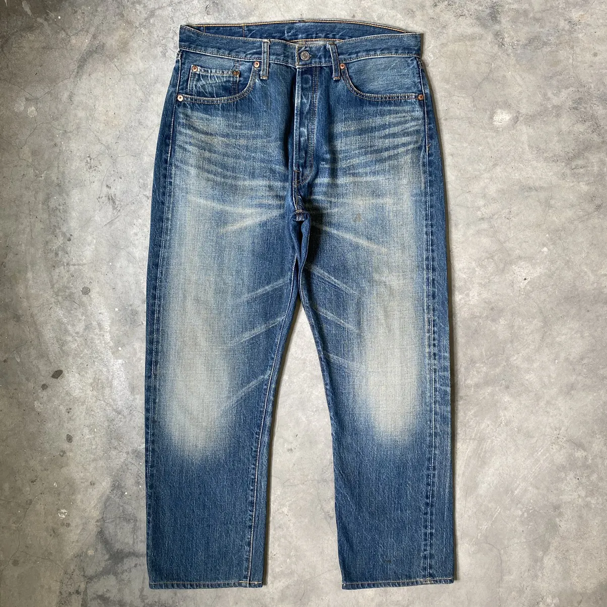 Vintage Sugarcane Faded Selvedge Denim Made In USA