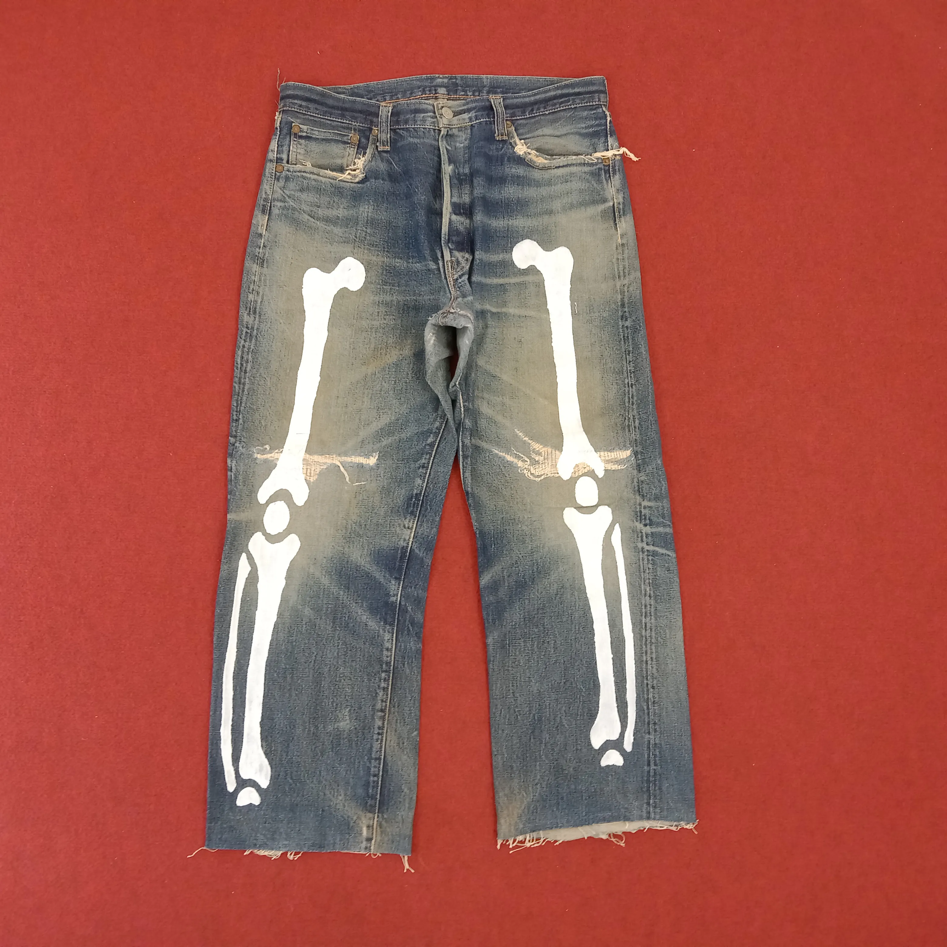 Sugar Cane's X Skulls Bones Custom Streetwear Denim Jeans