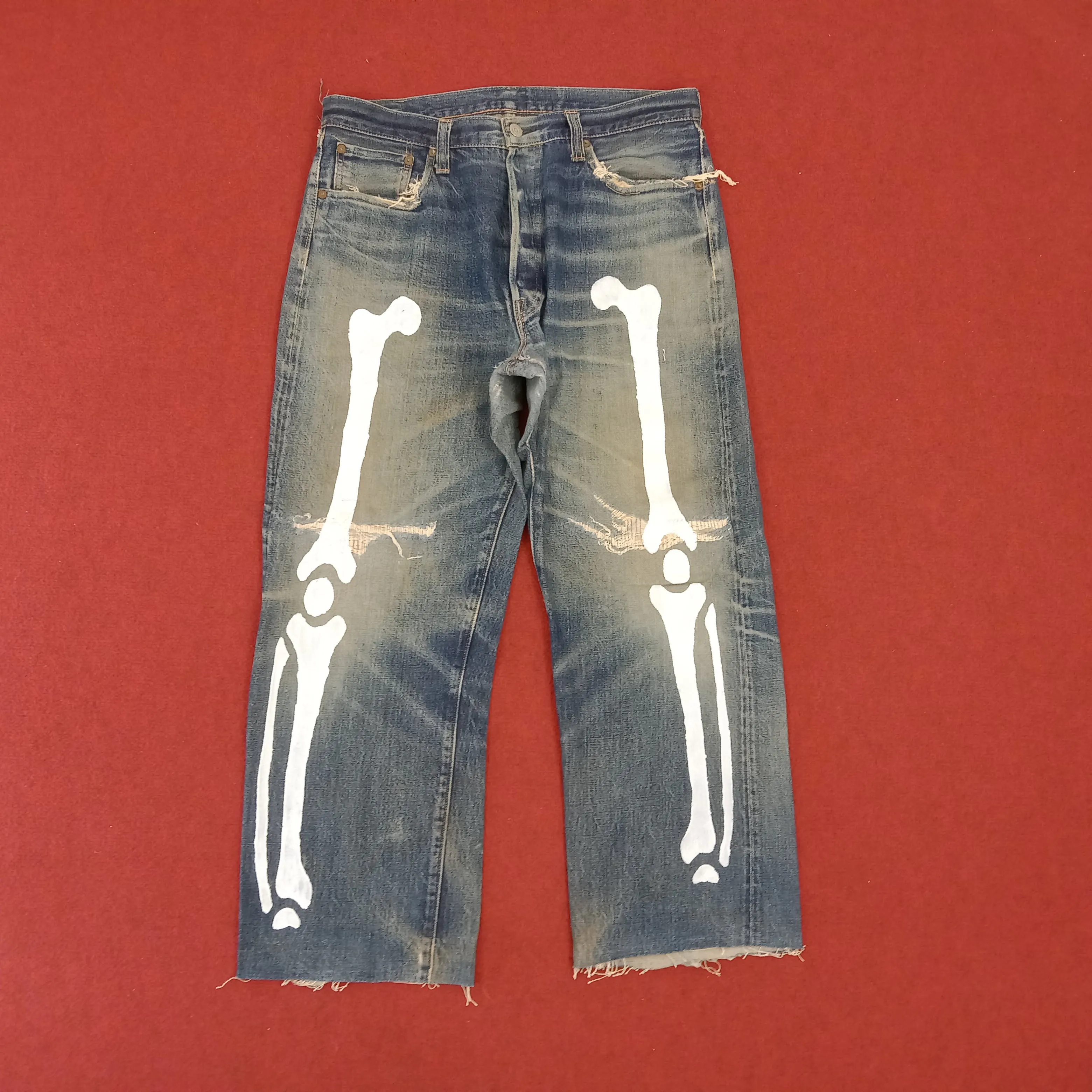 Sugar Cane's X Skulls Bones Custom Streetwear Denim Jeans