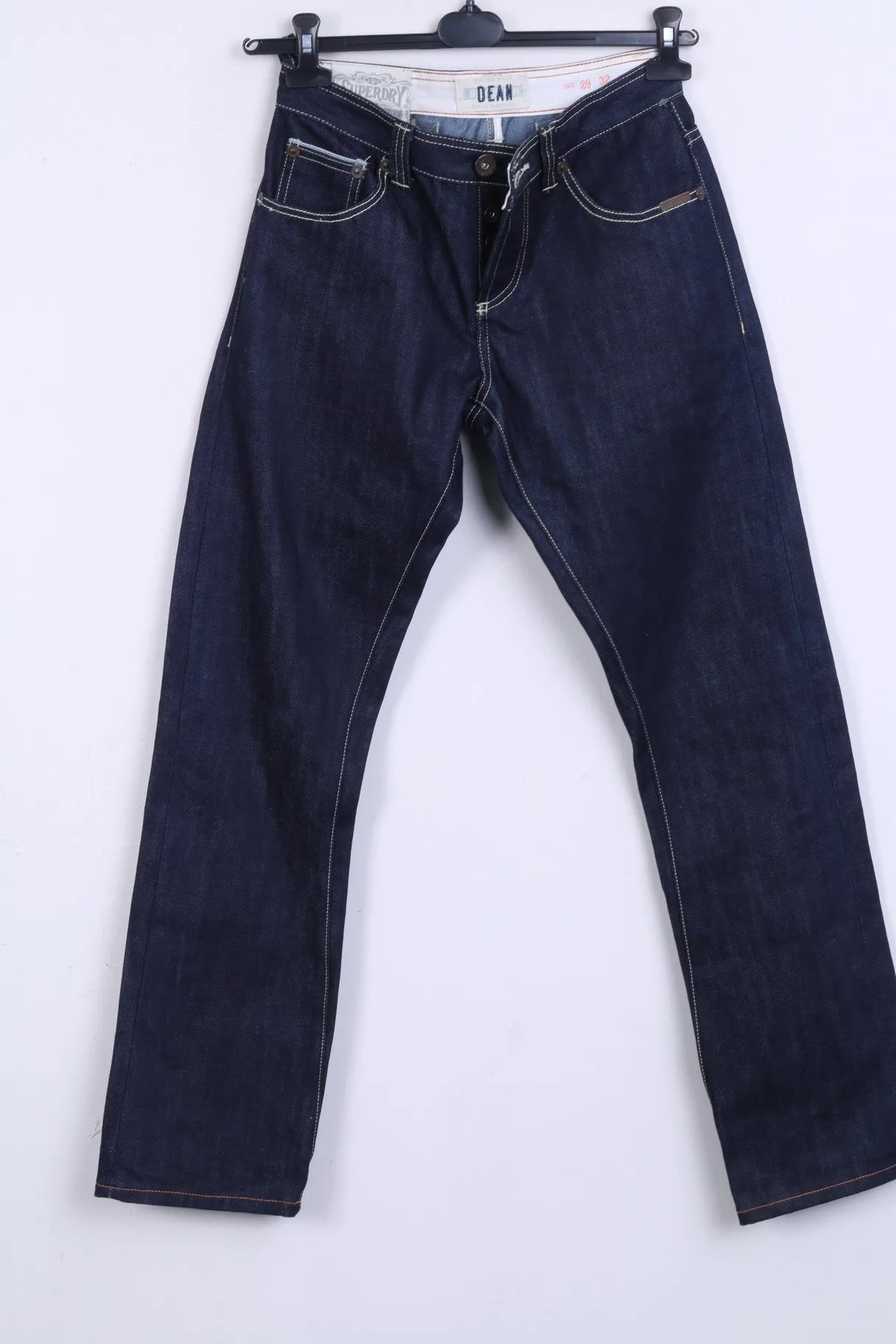 Superdry Mens W29 L32 Trousers Jeans Denim Navy Cotton Dean 0702