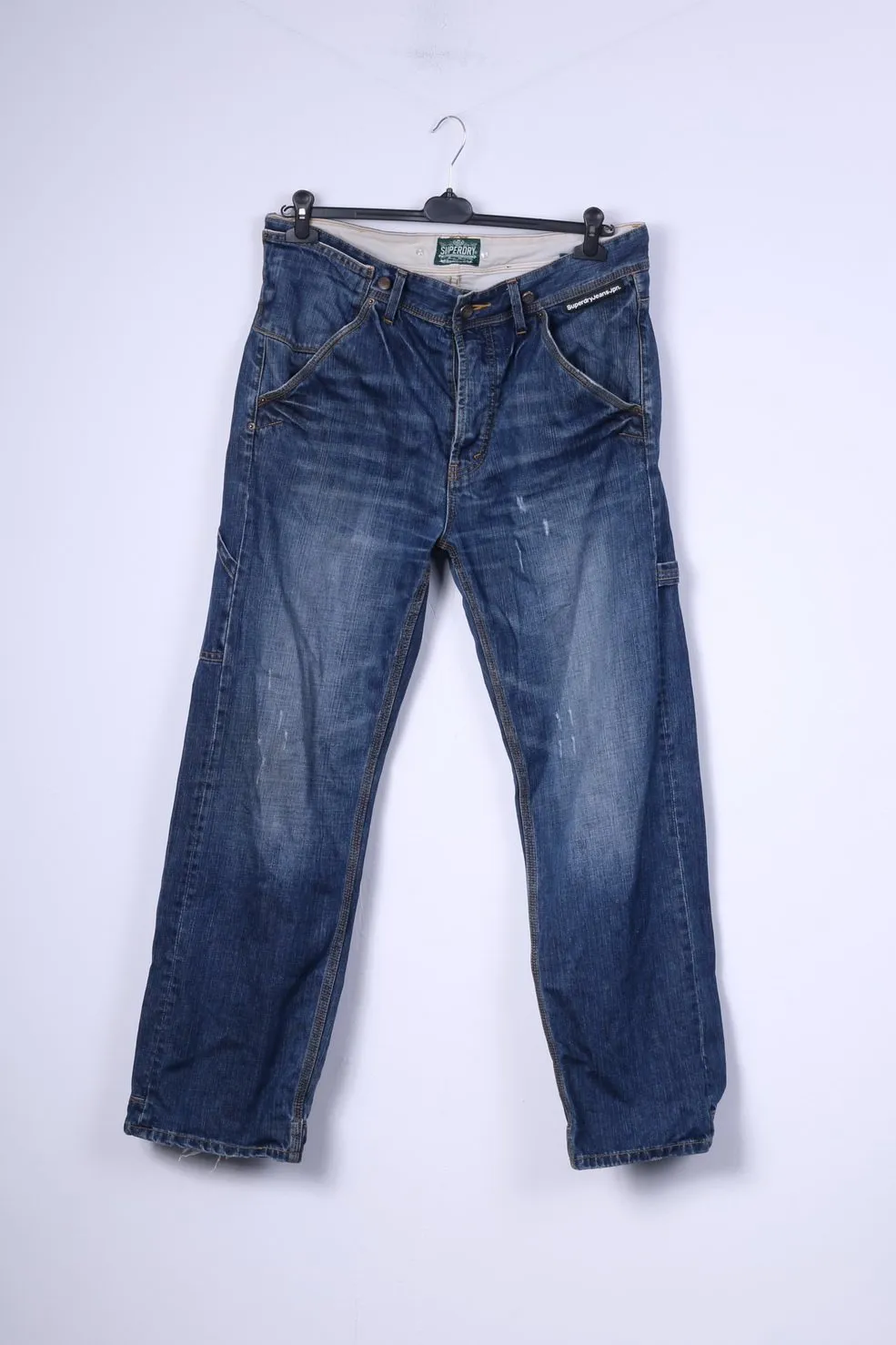 Superdry Mens W36 L32 Trousers Denim Jeans Navy Cotton Japan Pants 1276