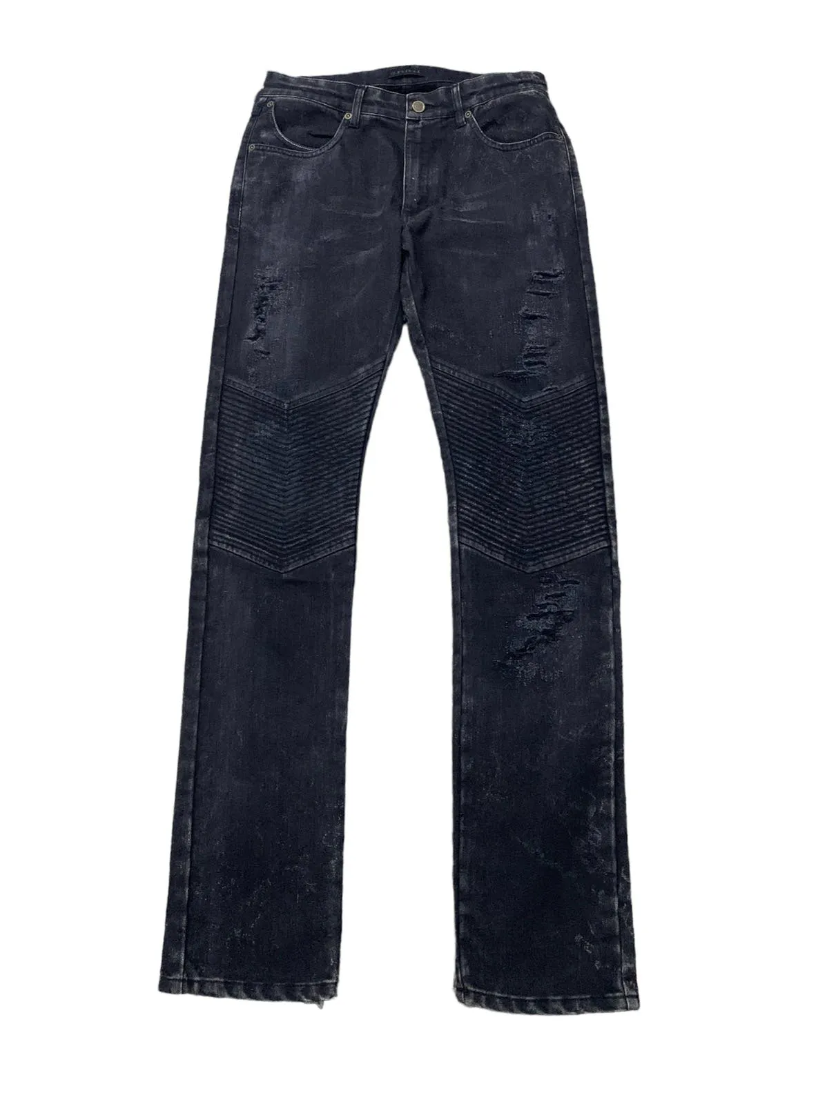 Superfine Faded Black Distressed Skinny Fit Stretch