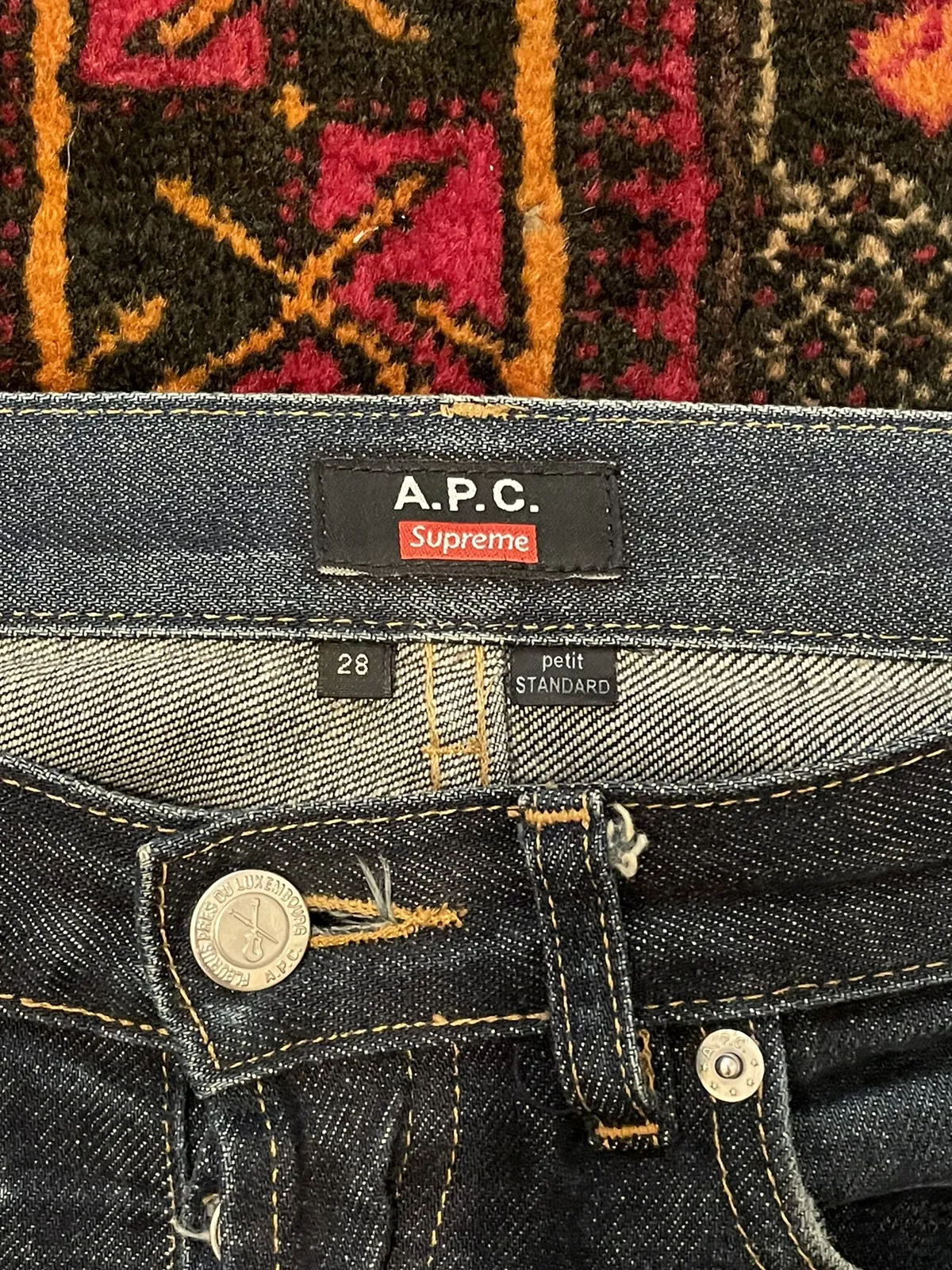 A.P.C. x Supreme petite standard raw denim