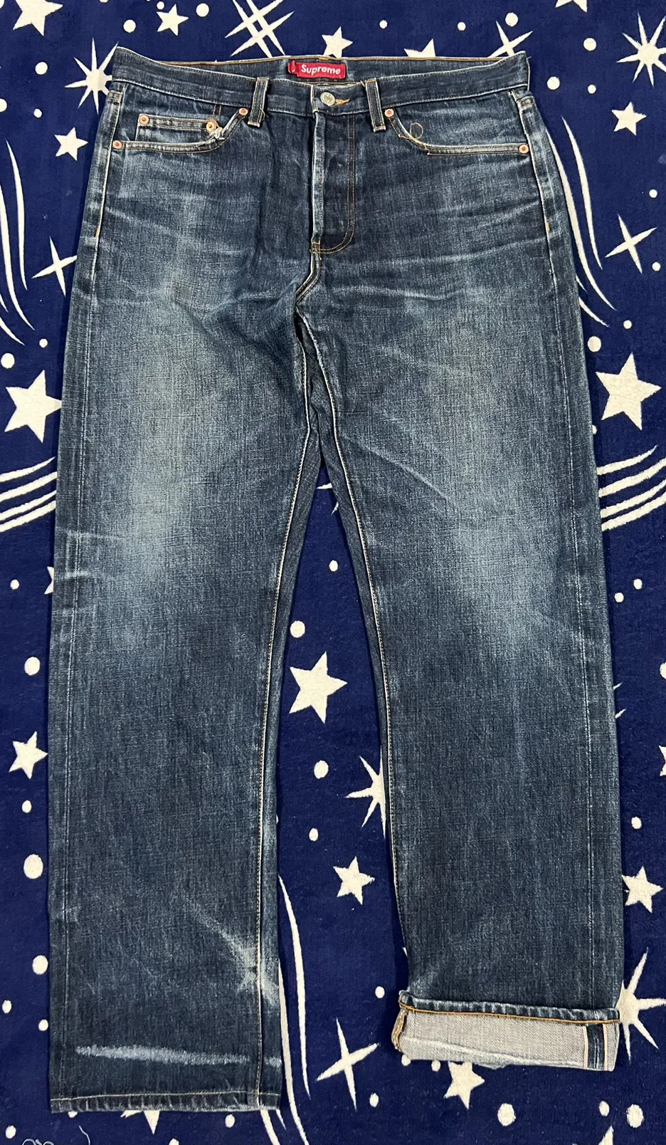 Supreme Selvage Distressed Jeans Slim Fit