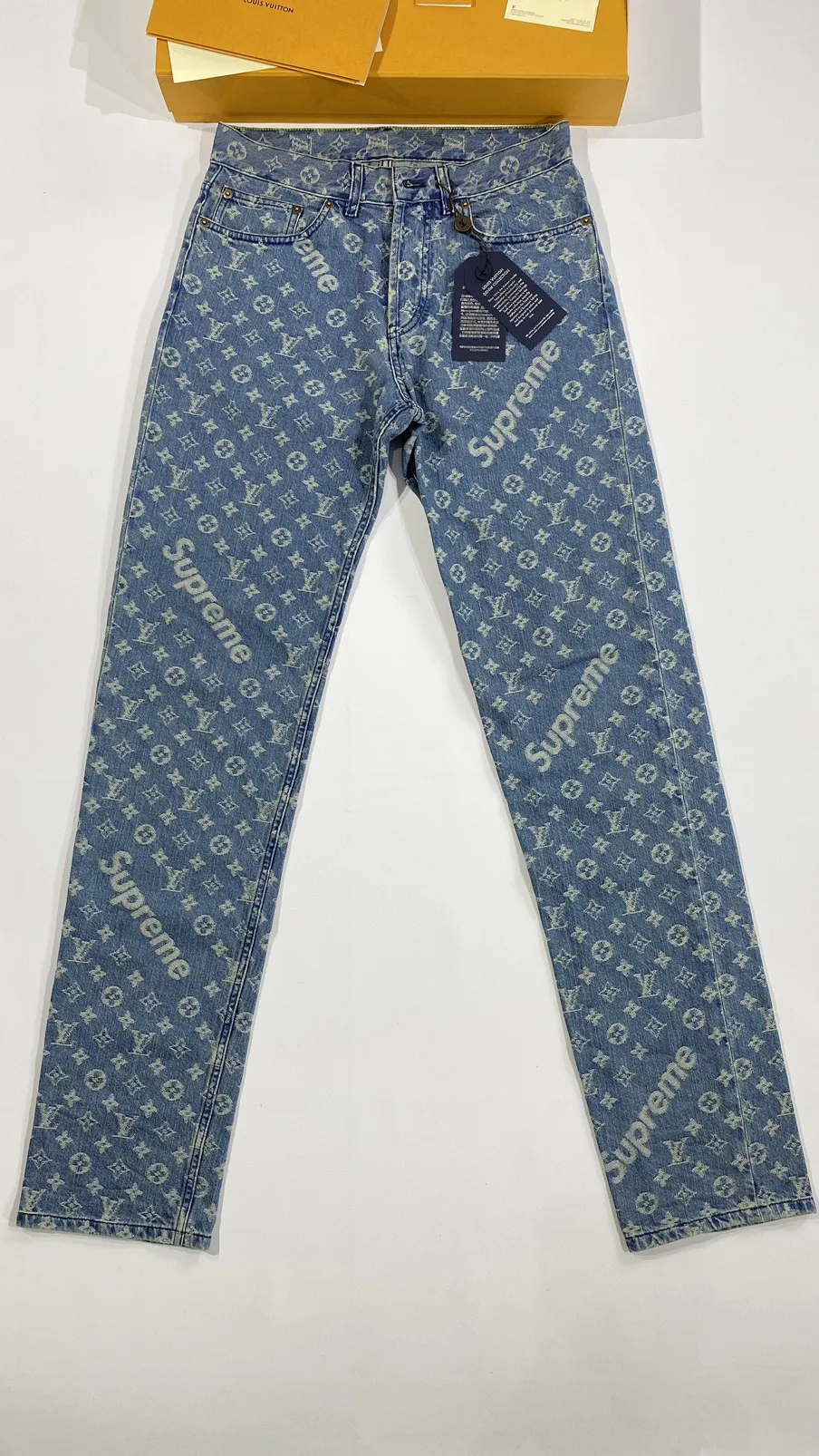 Louis Vuitton X SUPREME Denim Jeans Sz31 blue monogram