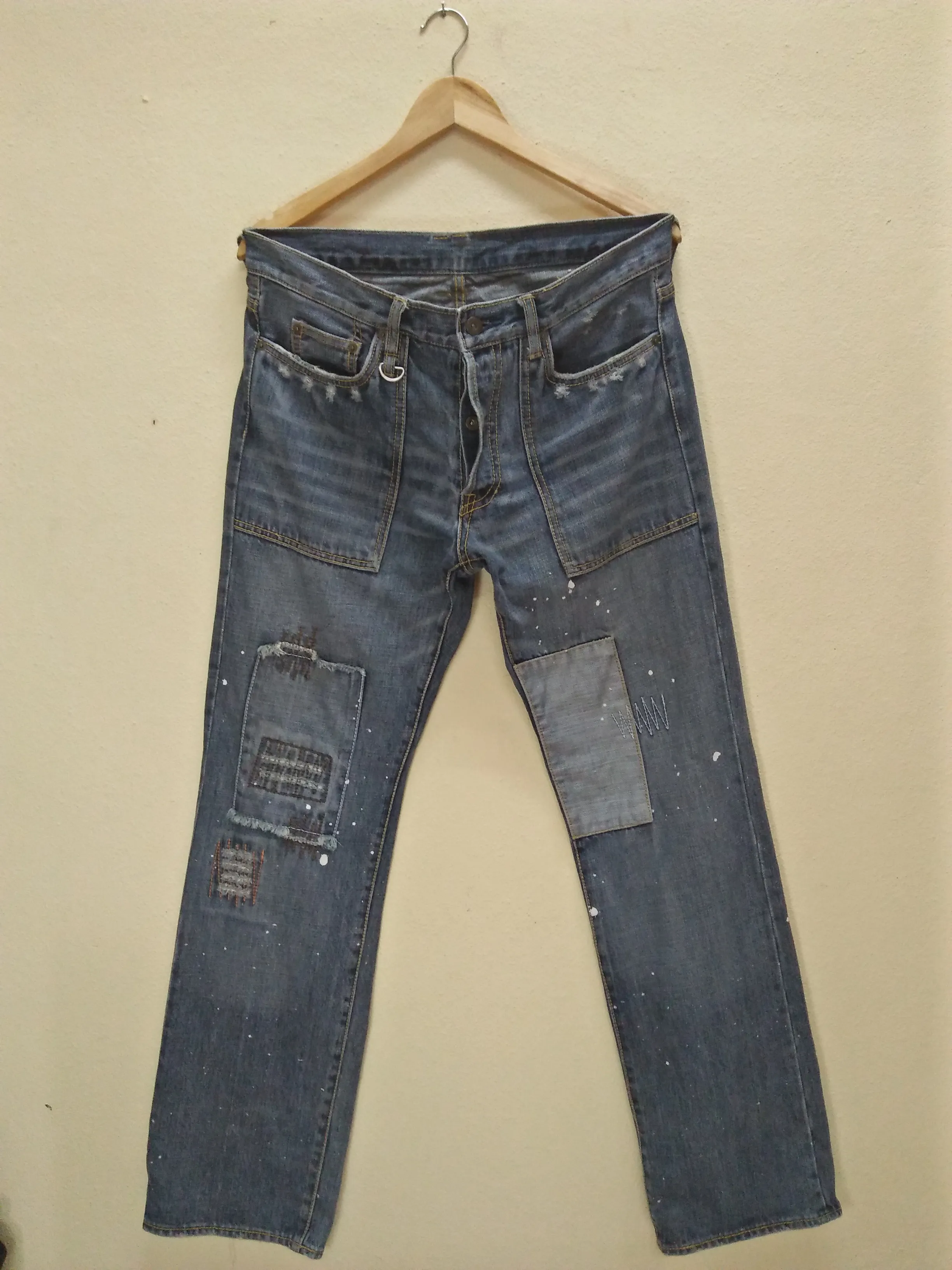 TCB JEANS Hajime Inoue Distressed Paint Splattered Denim