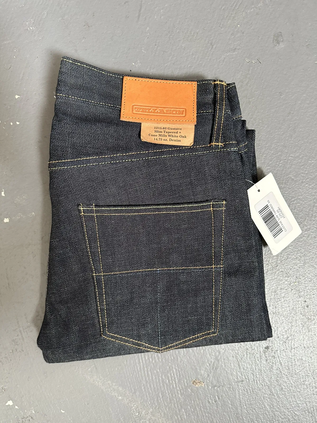 Tellason Gustavo Slim Tapered Cone Mills White Oak 14.75oz