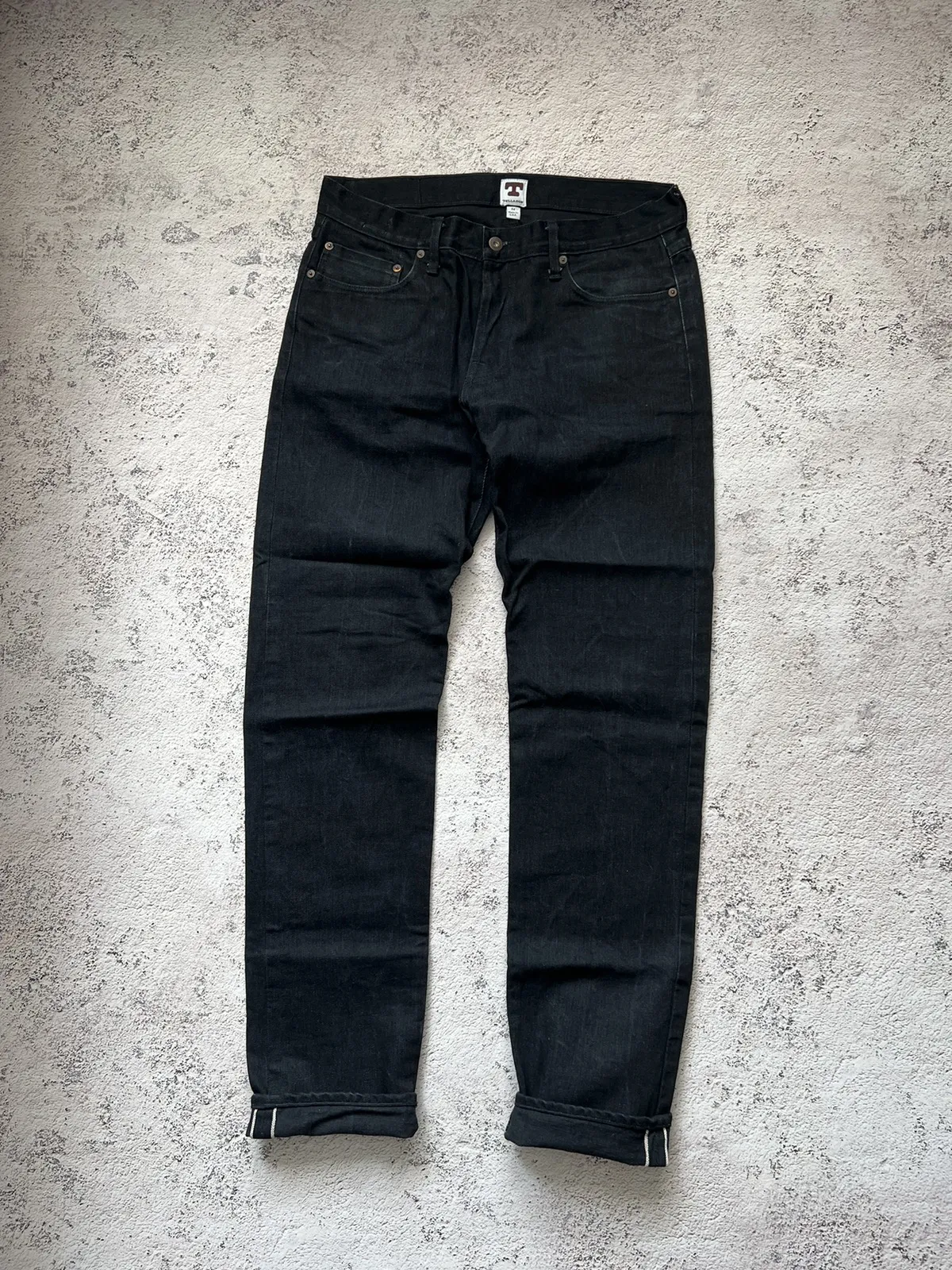 TELLASON LADBROKE GROVE BLACK SELVAGE DENIM JEANS