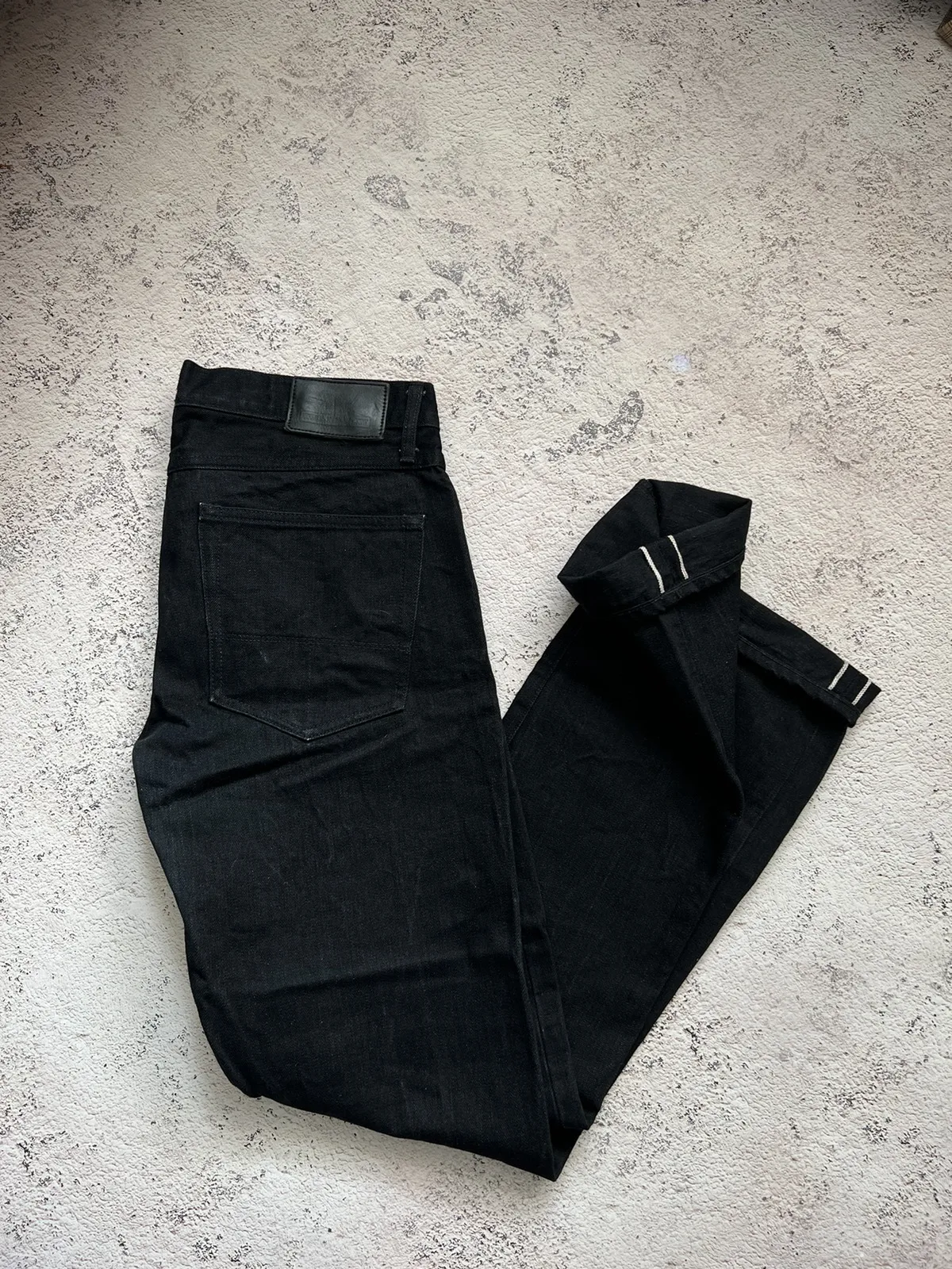 TELLASON LADBROKE GROVE BLACK SELVAGE DENIM JEANS
