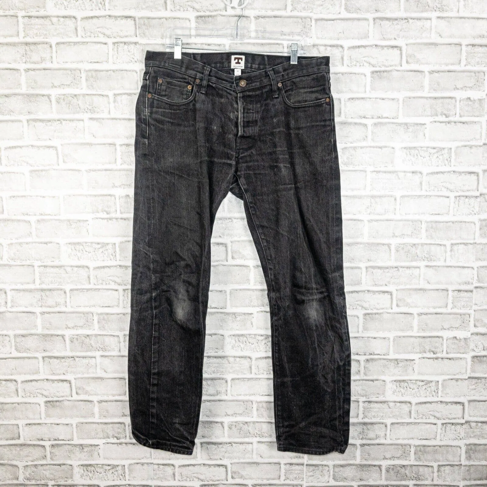 TELLASON Japanese Selvedge Slim Straight Denim Jeans Black
