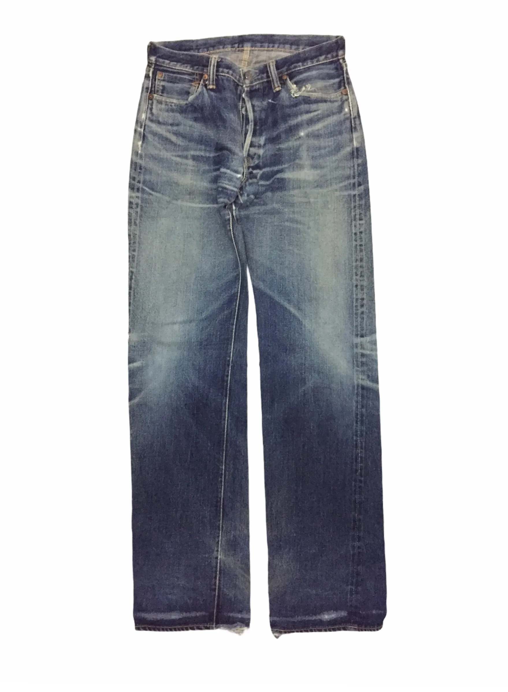 The Flat Head faded distressed raw selvedge denim