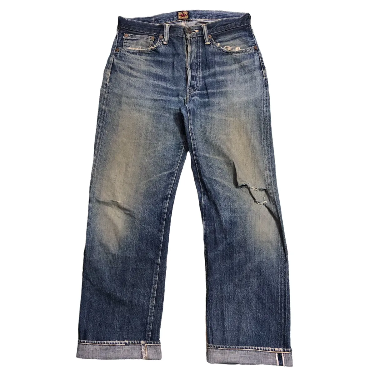 VINTAGE THE REAL MCCOYS DISTRESSED RIPPED SELVEDGE JEANS