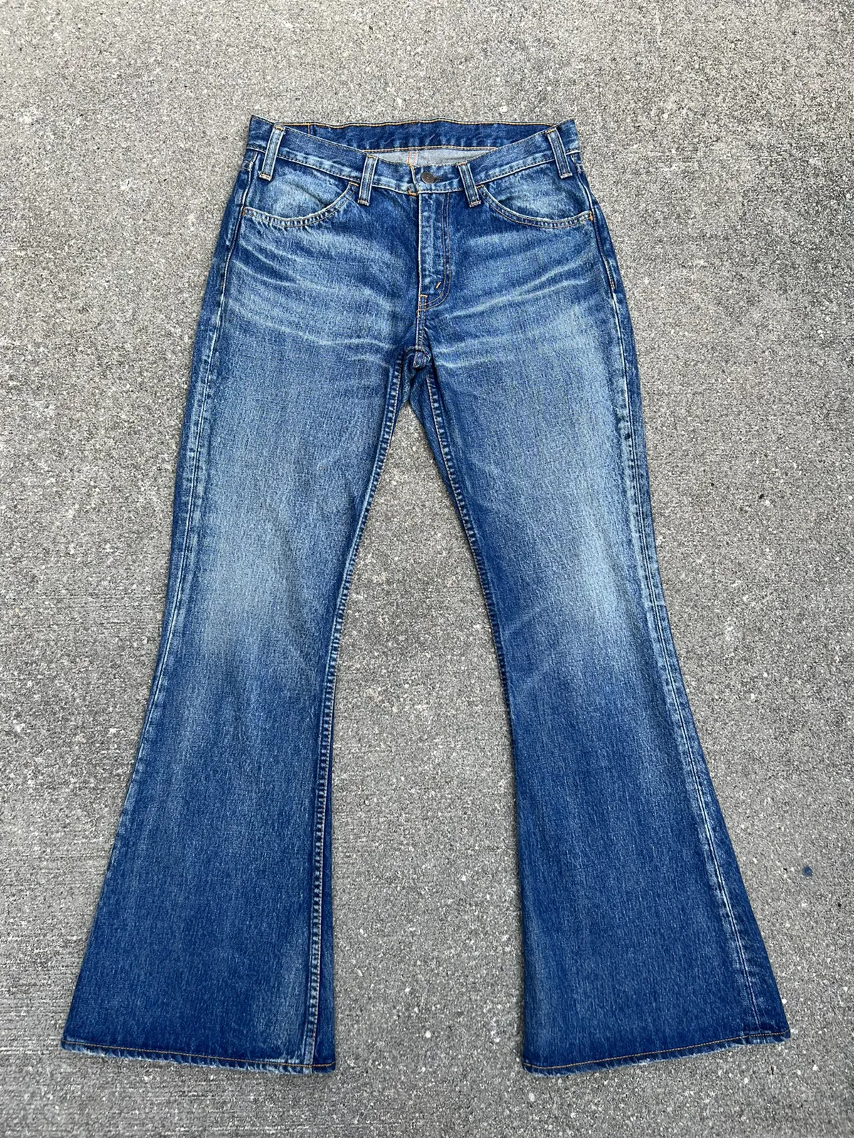 Hipsters Reunion 646 Distress Fade Blue Denim Flare Jeans
