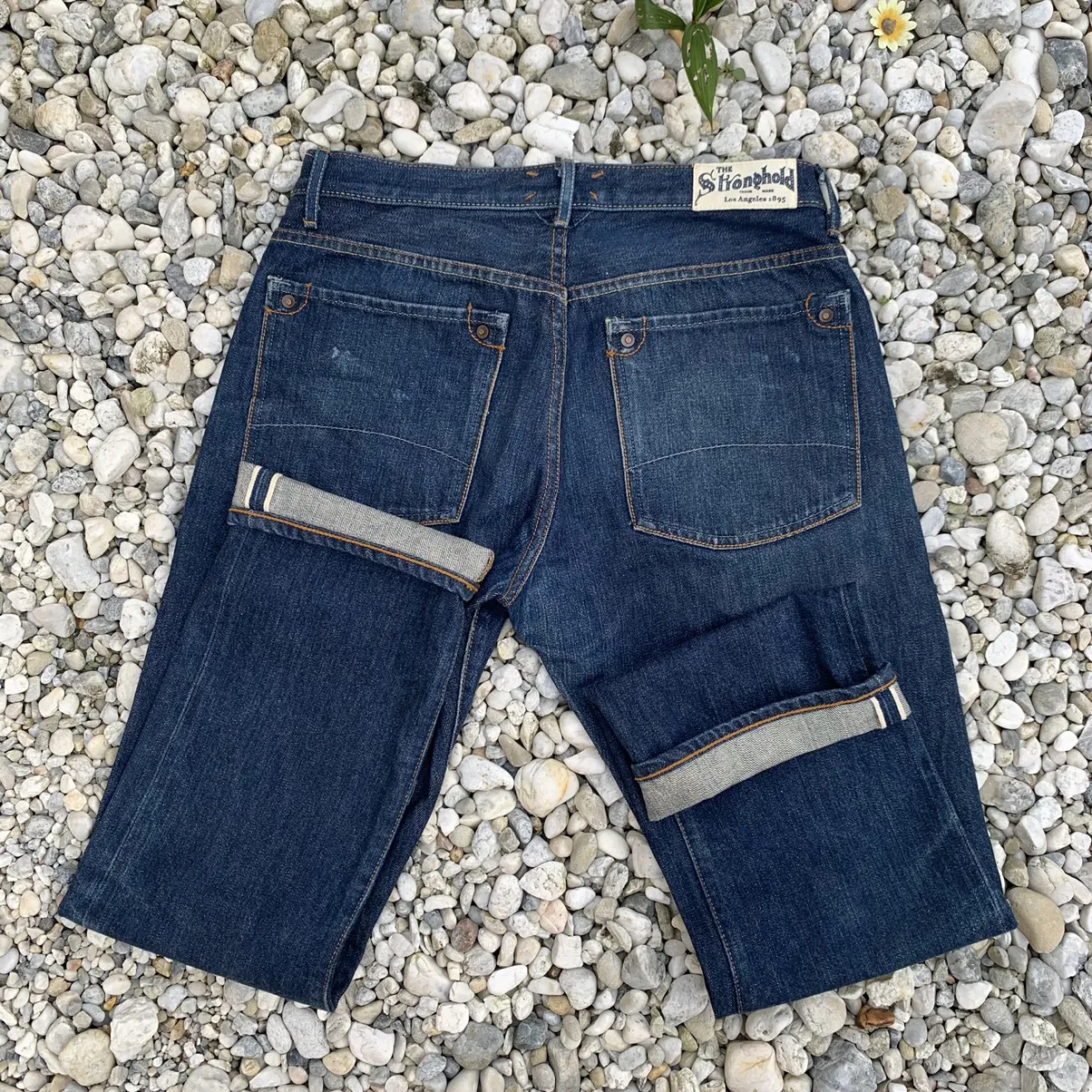 The STRONGHOLD Denim Selvedge Fly Button Made In USA Blue