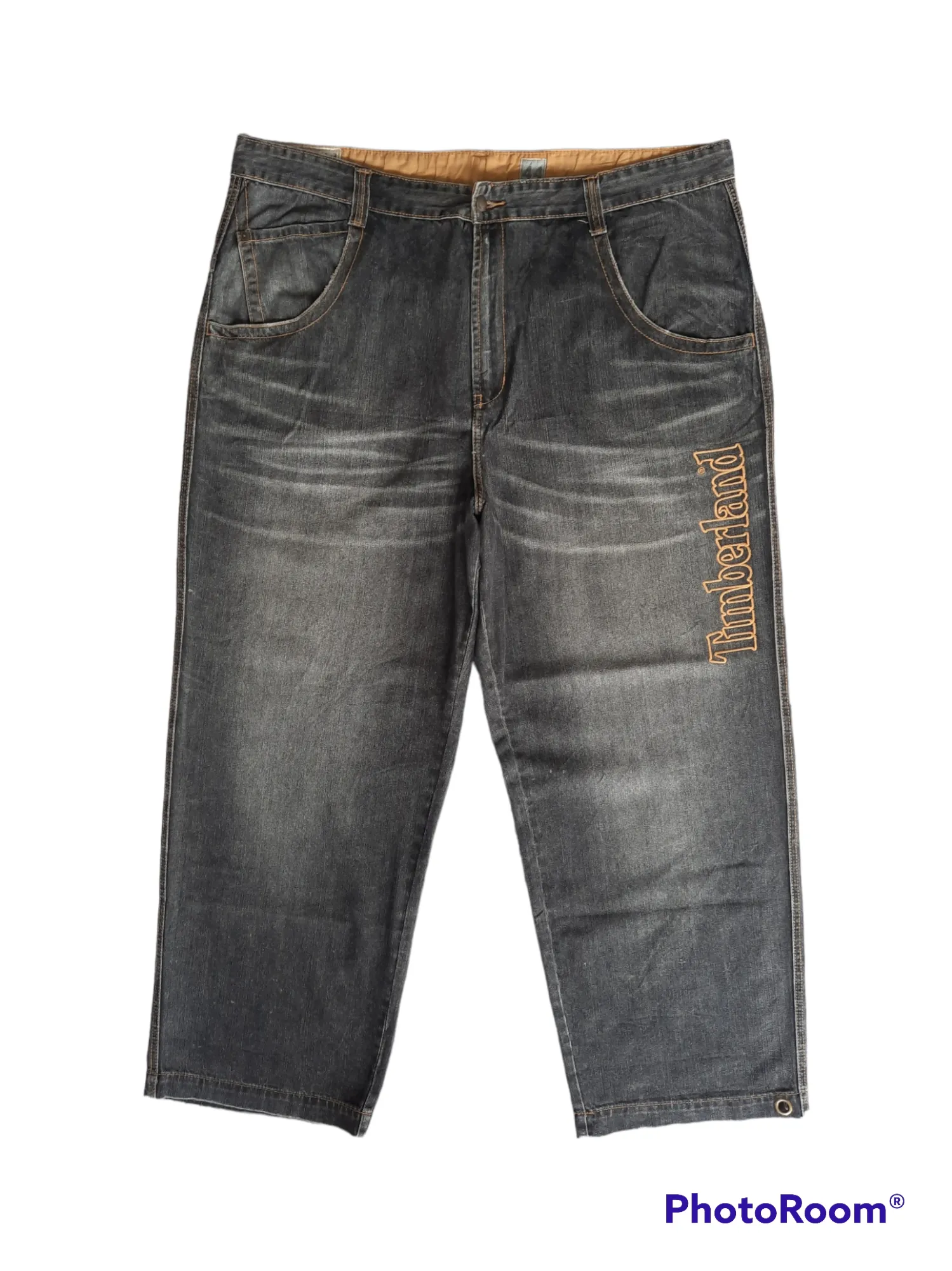 Vintage Timberland spellout stonewash baggy denim jean