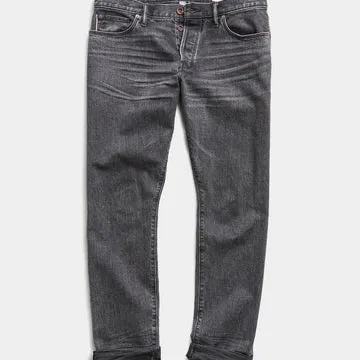 Slim Fit Japanese Stretch Selvedge Denim Washed Black 33x32
