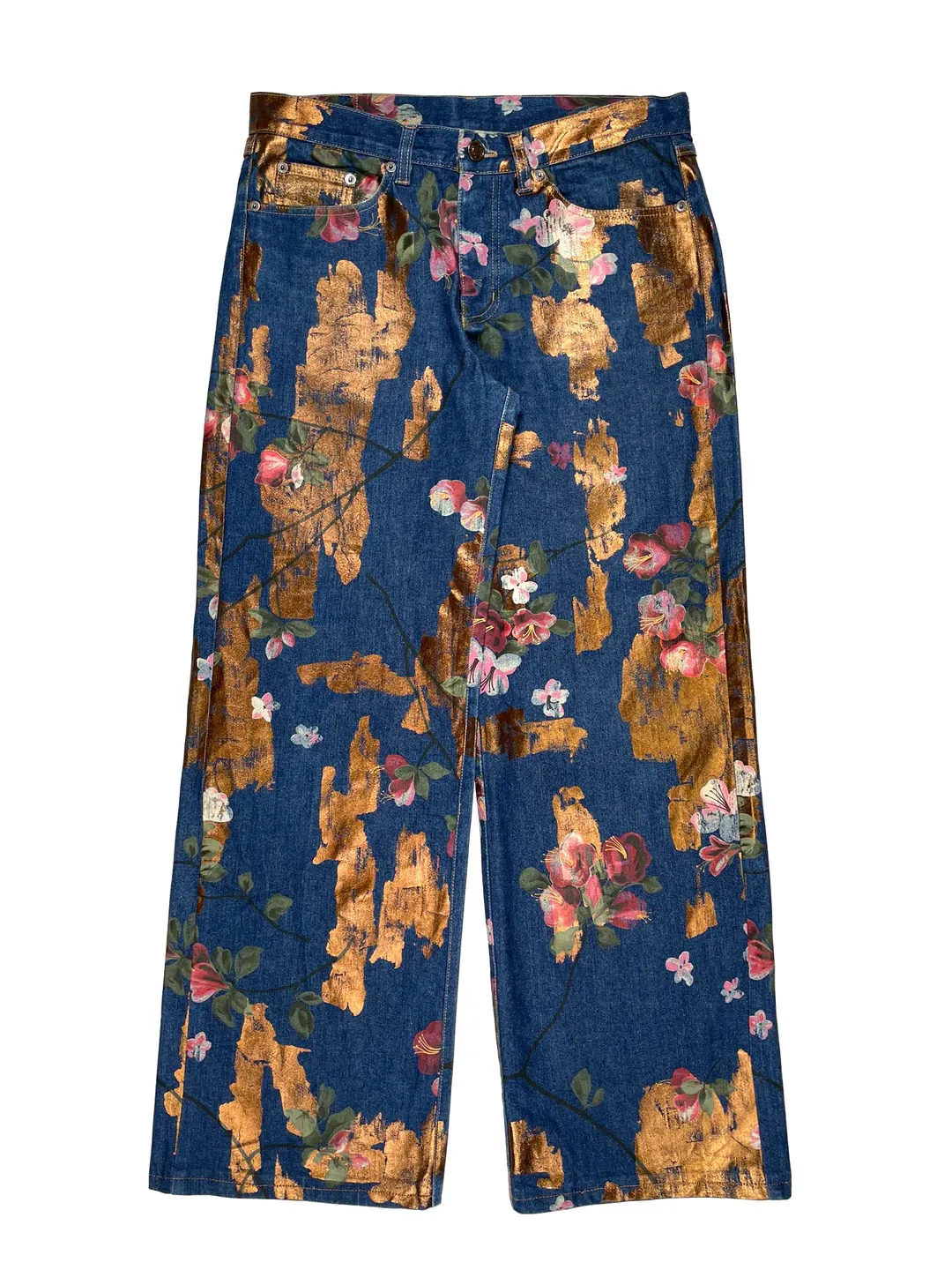 SS2001 Tom Ford floral painted jeans denim pants archive