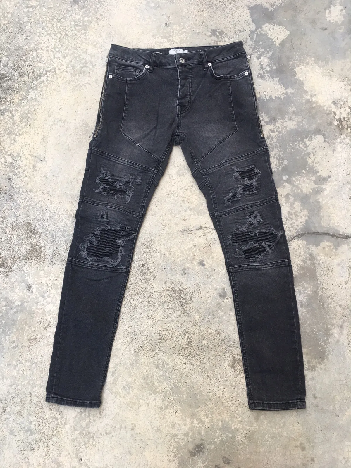 TOPMAN JEANS DENIM DISTRESSED STRETCH SKINNY