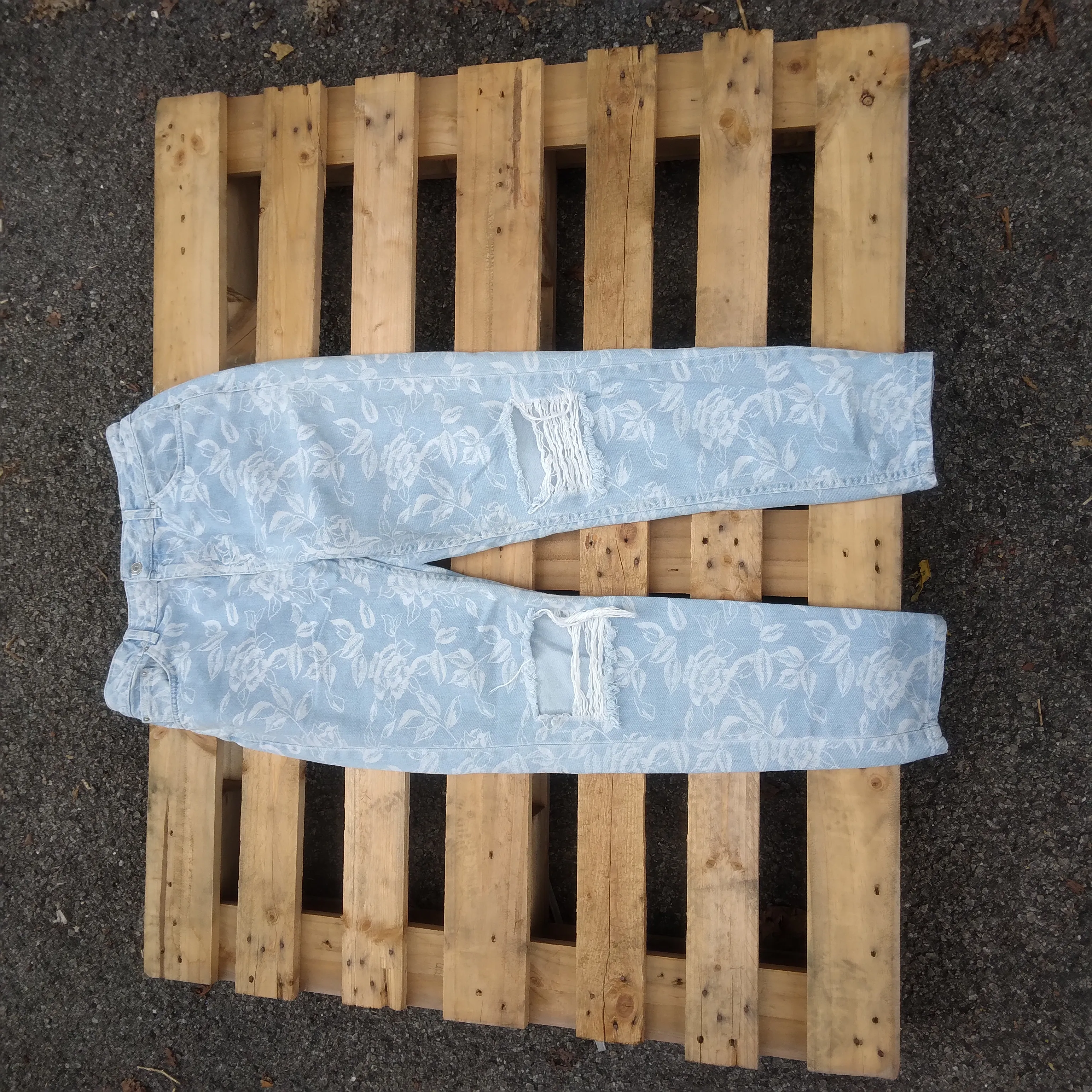 Vintage TopShop Distressed Floral Unique Denim