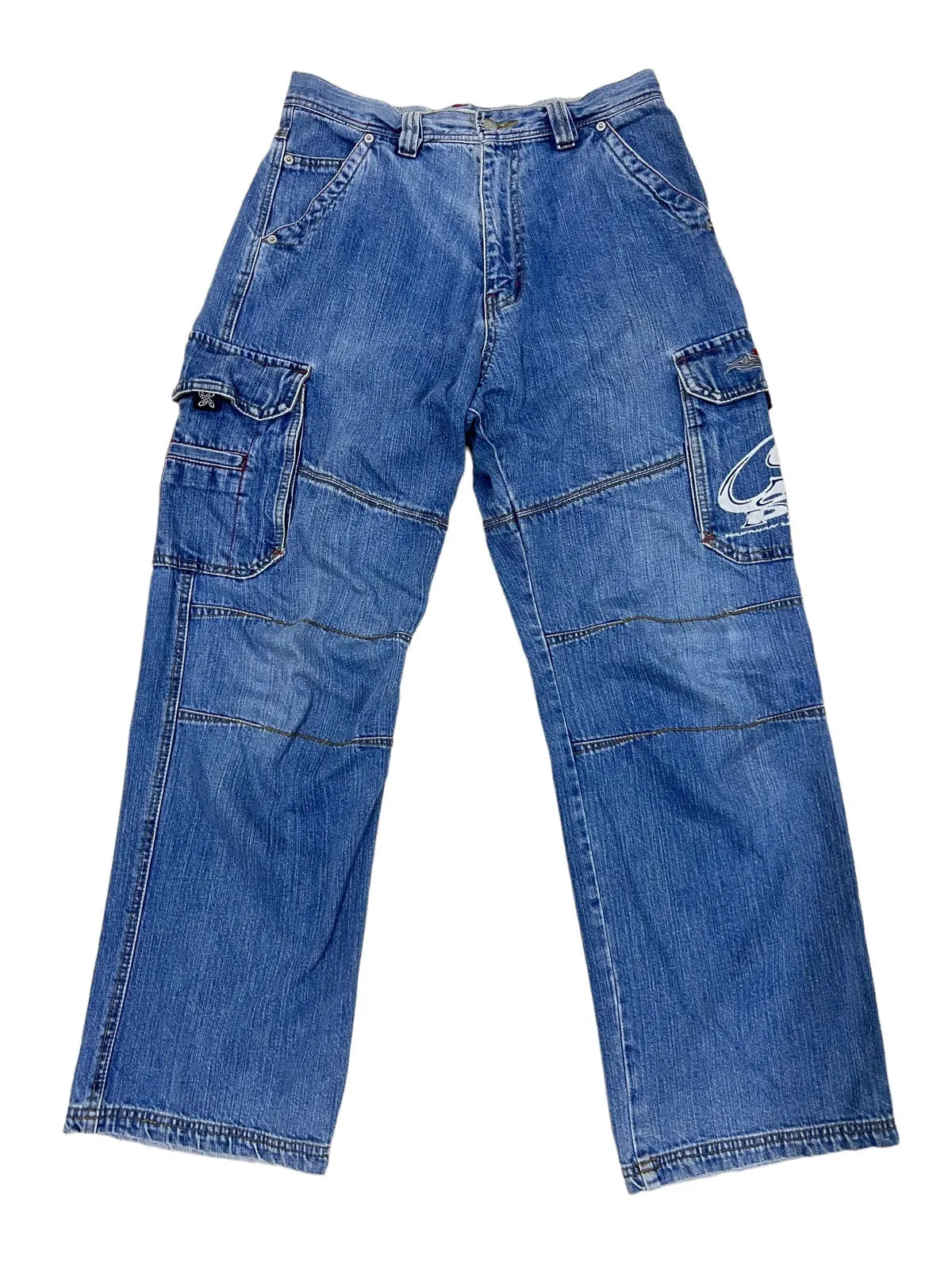 Vintage 90s Piko MultiPocket Baggy Bondage Denim Jeans 31x29