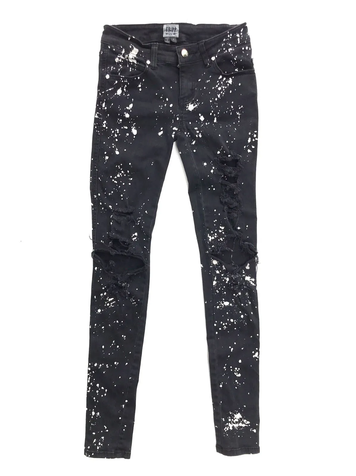 Tripp NYC Black Acid Wash Design Destroy Ripped Jeans
