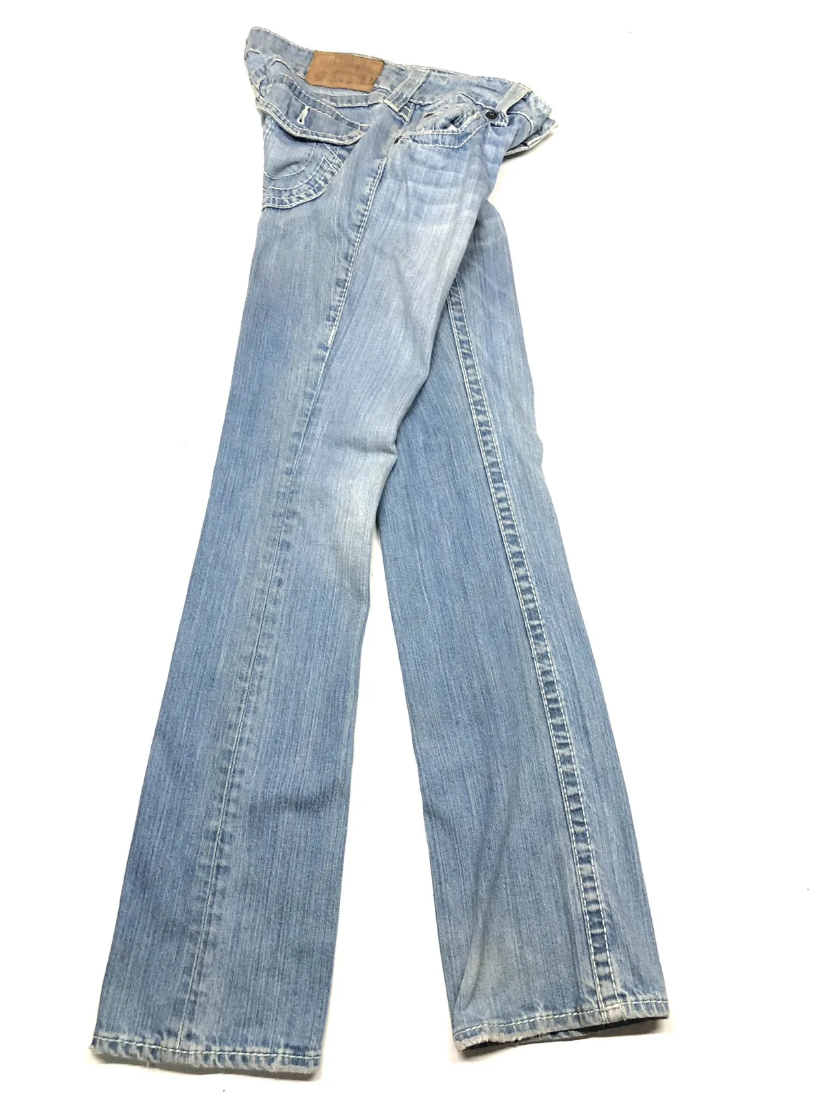 VINTAGE TRUE RELIGION BILLY NATURAL BIG T DISSTRESSED DENIM