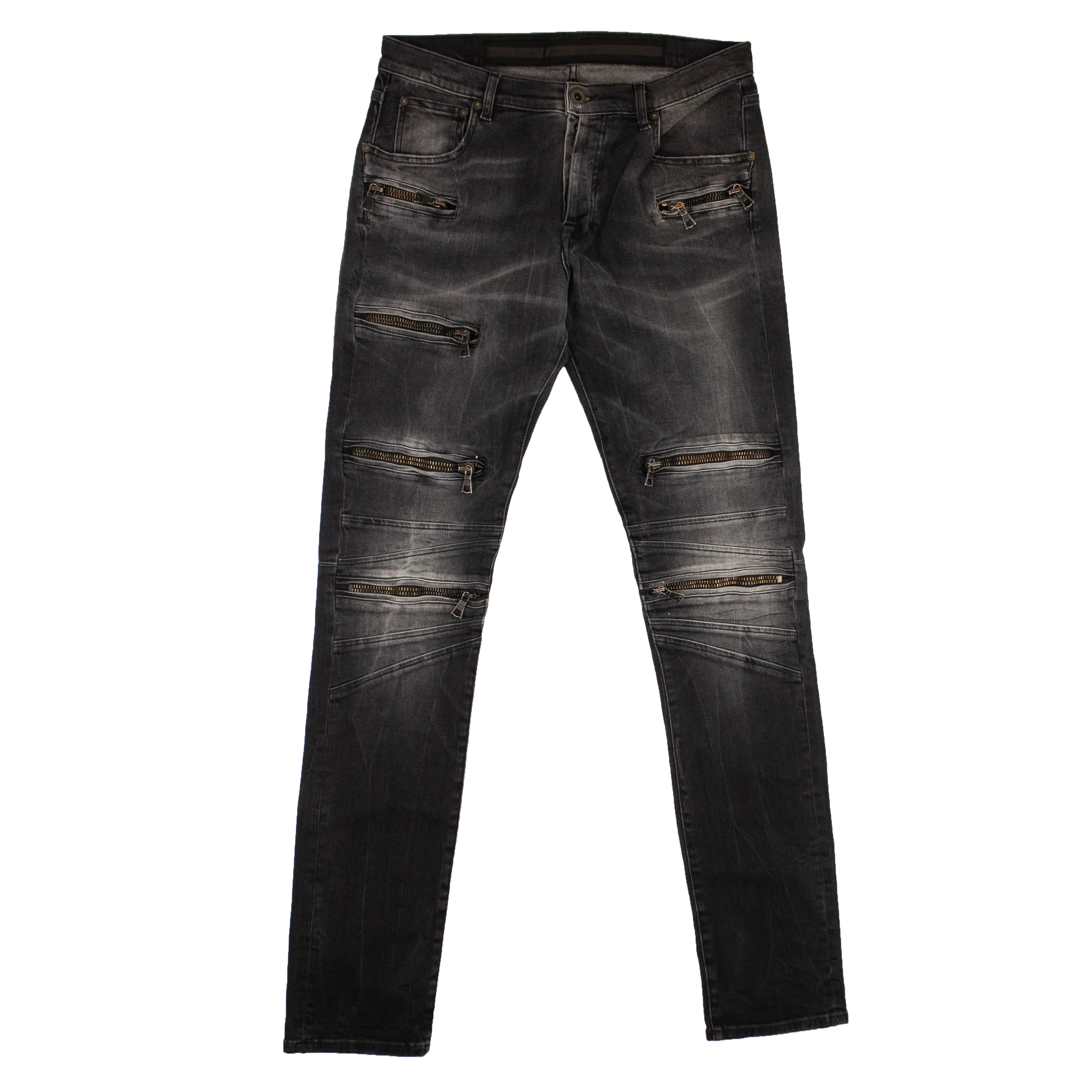 NWT UNRAVEL PROJECT Black Multi Zip Slim Jean Size 32 $895