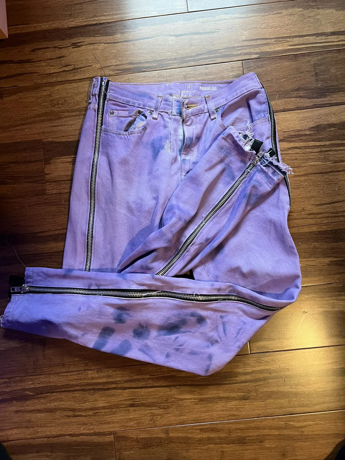 Vale Lives Purple side zipper stack denim