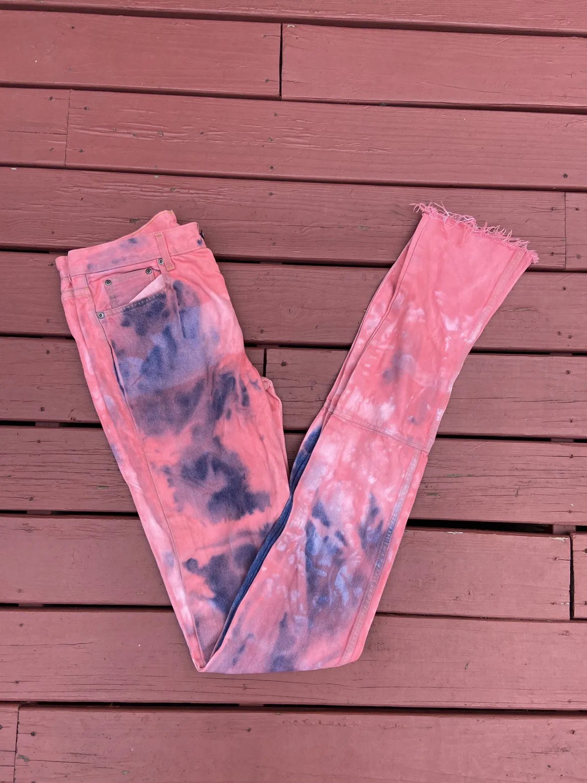 Vale Red Marble Stacked Denim
