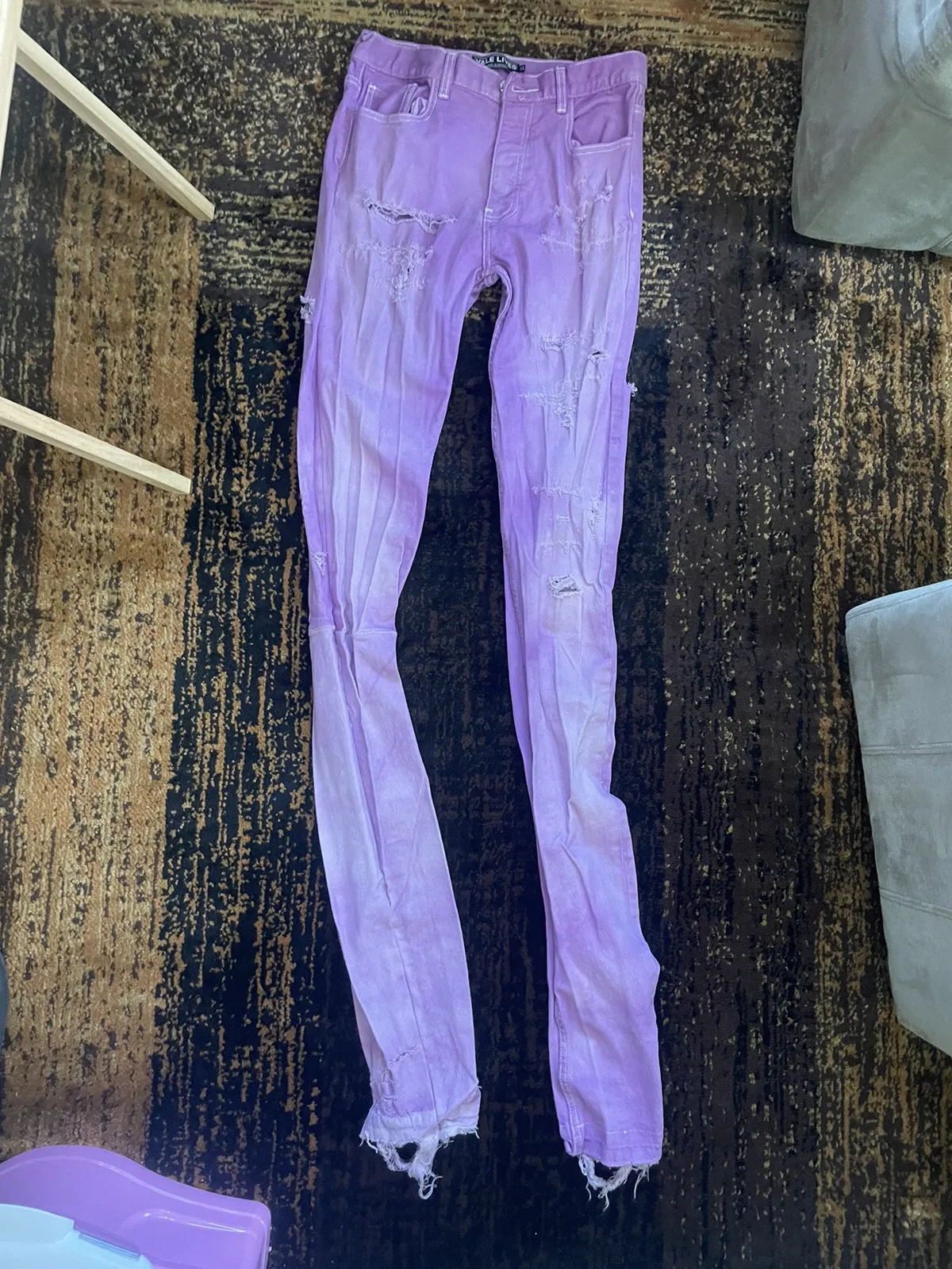 VALE purple marble stacked jeans denim